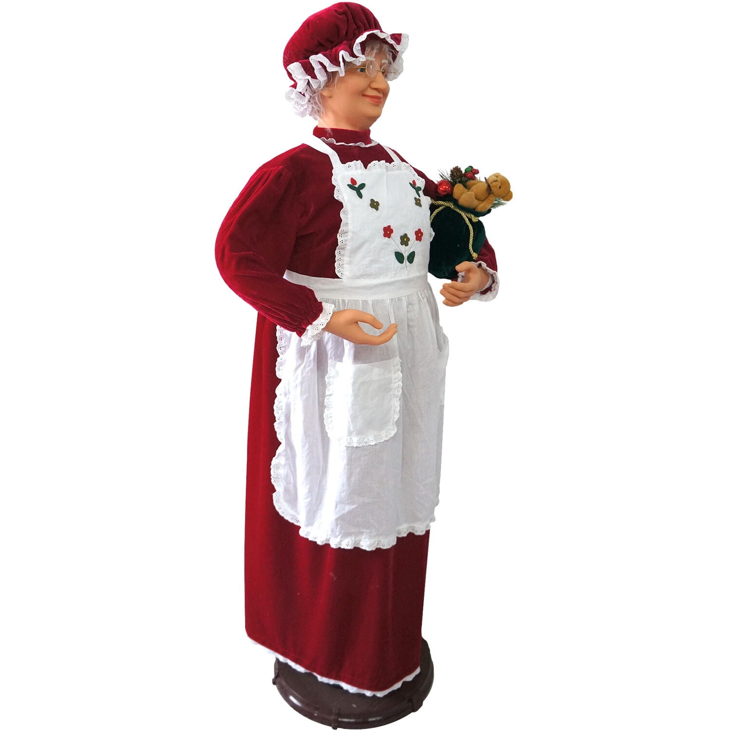 Fraser Hill Farm 58 in. Red Dancing Mrs. Claus Figurine Decoration with Apron Animatronic - Image 10