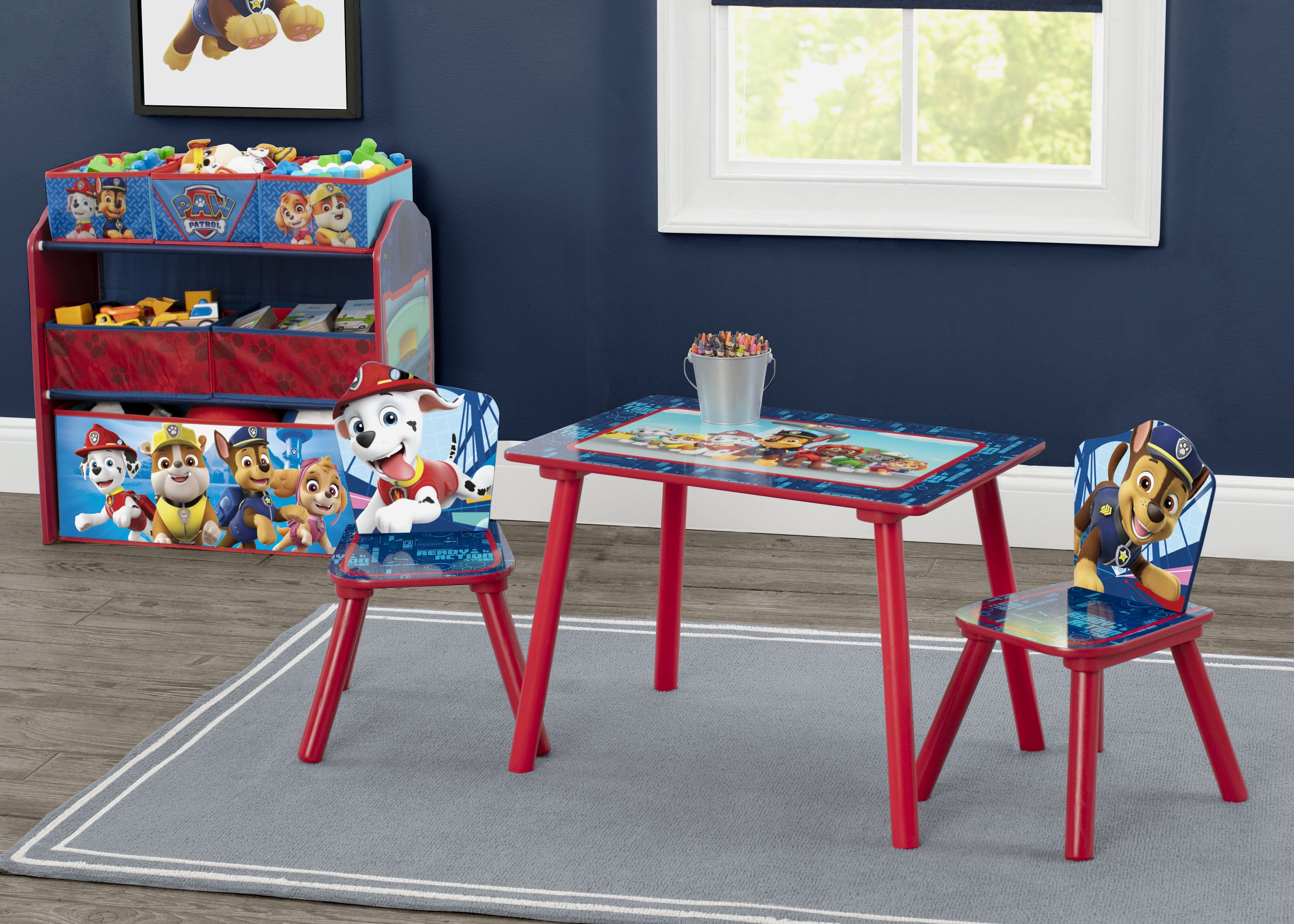 Paw Patrol 4-Piece Toddler Playroom Set – Includes Table, 2 Chairs & Toy Bin, Blue - Image 10