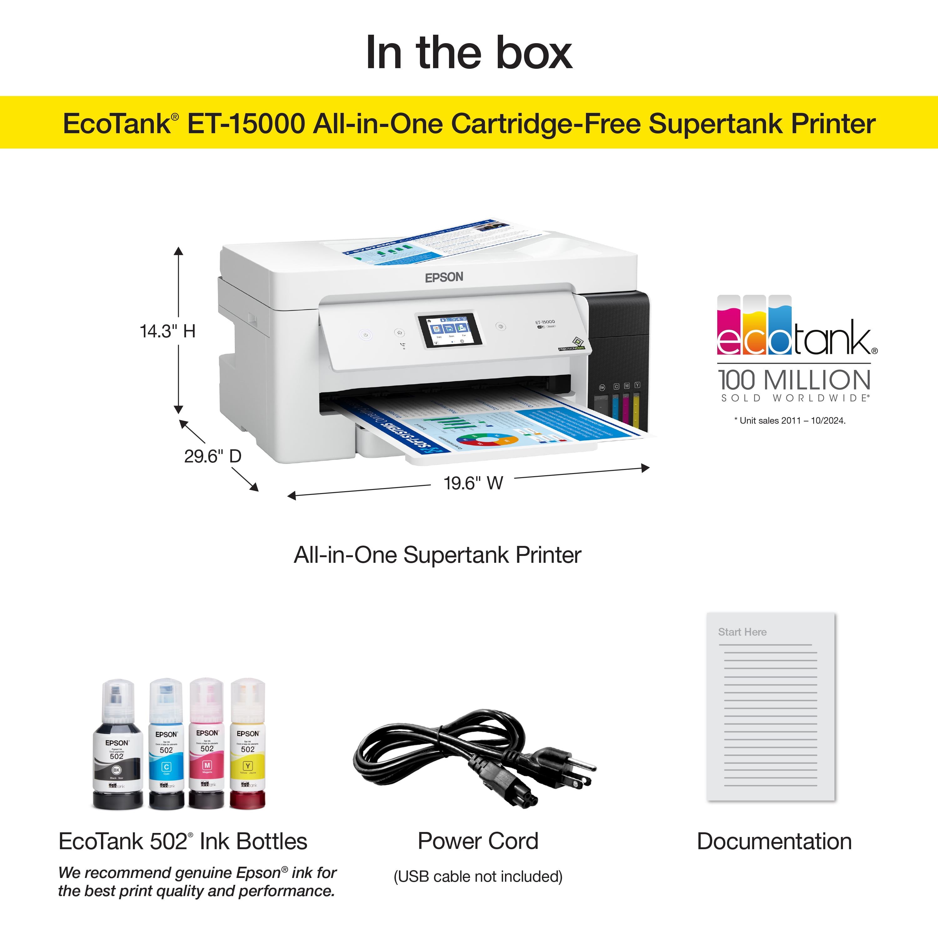 Epson EcoTank ET-15000 Wireless Color All-in-One Supertank Printer with Scanner, Copier, Fax, Ethernet and Printing up to 13 x 19 Inches - Image 4