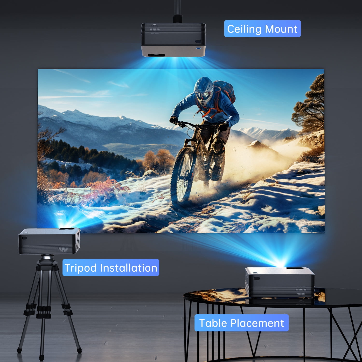 Projector with WiFi and Bluetooth, 2024 Upgrade Outdoor & Camping Projector, Mini Movie Projector Supports 1080P, Wireless & Wired Portable Projector for Home Entertainment & Camping Nights - Image 7