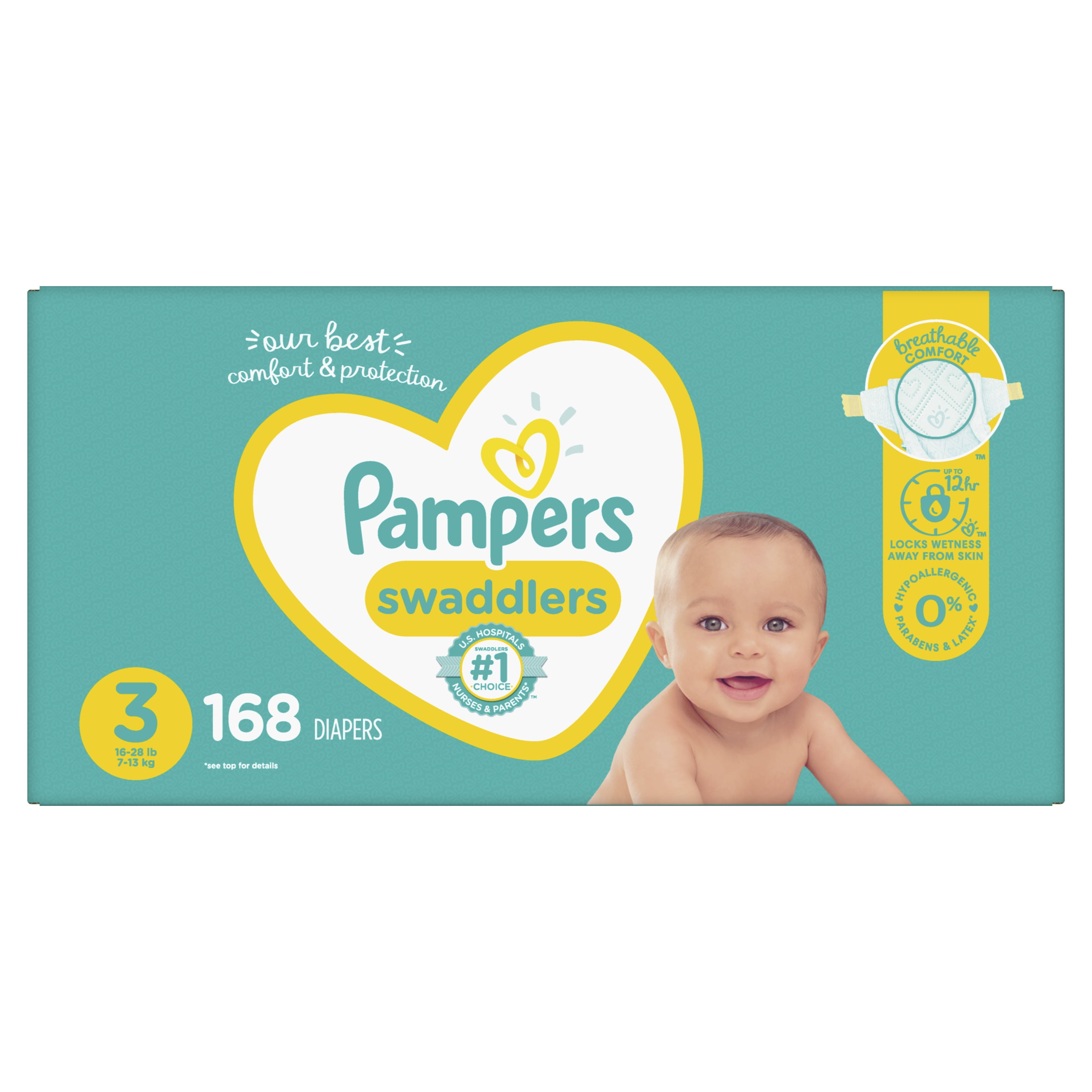 Pampers Swaddlers Diapers, Soft and Absorbent, Size 3, 168 Ct - Image 4