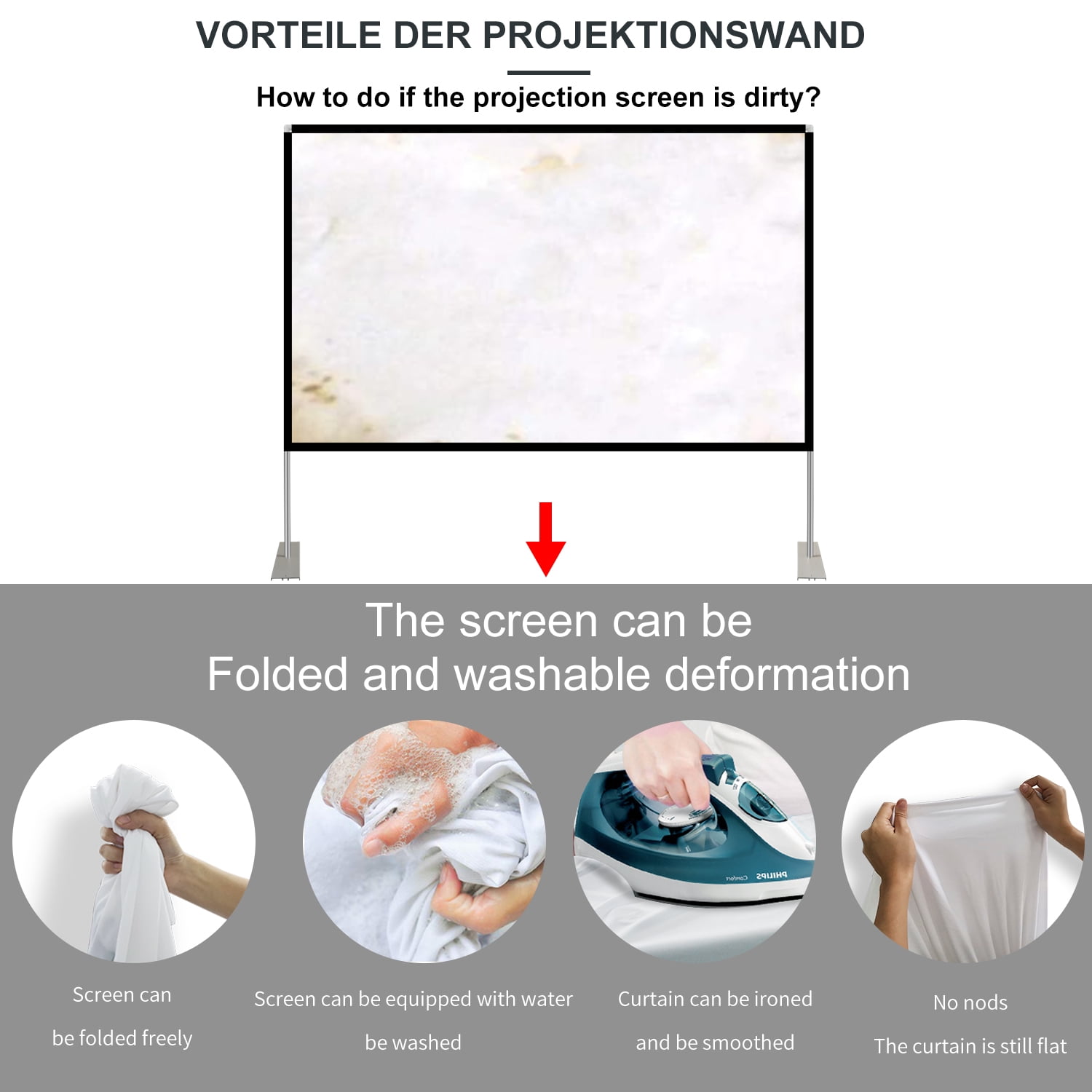 HOIN 100 inch Outdoor Projector Screen and Stand,16:9 Foldable Movies Screen Home Theater with Carry Bag - Image 9