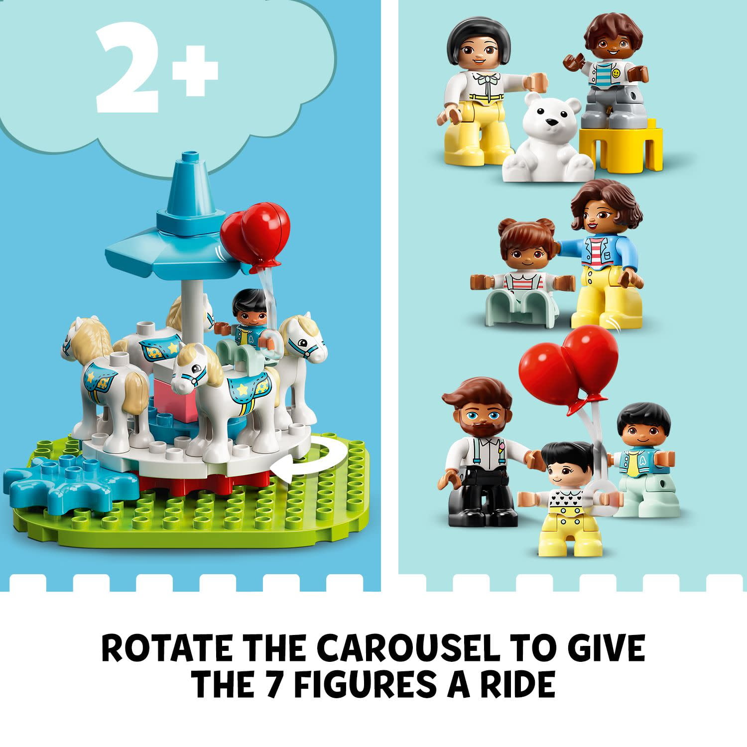 LEGO DUPLO Town Amusement Park Fairground 10956 Building Set - Featuring 7 Duplo Figures, Trains, Slides, Carousel, and a Ferris Wheel, Educational Learning Toy and Playset for Toddlers Ages 2+ - Image 5