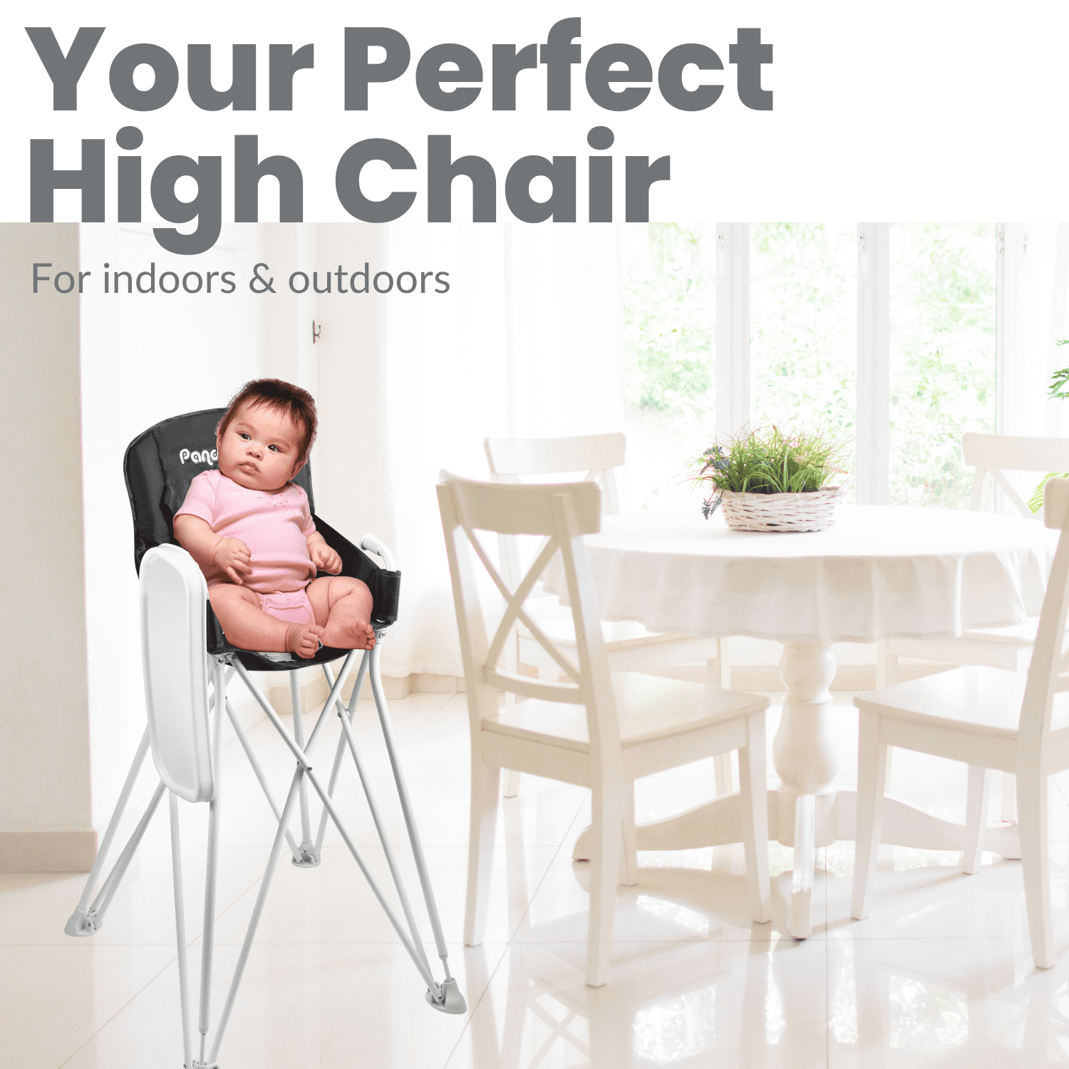 PandaEar Portable High Chair for Baby, Toddler Foldable HighChair with Detachable Tray, HighChair for Travel-Black - Image 8