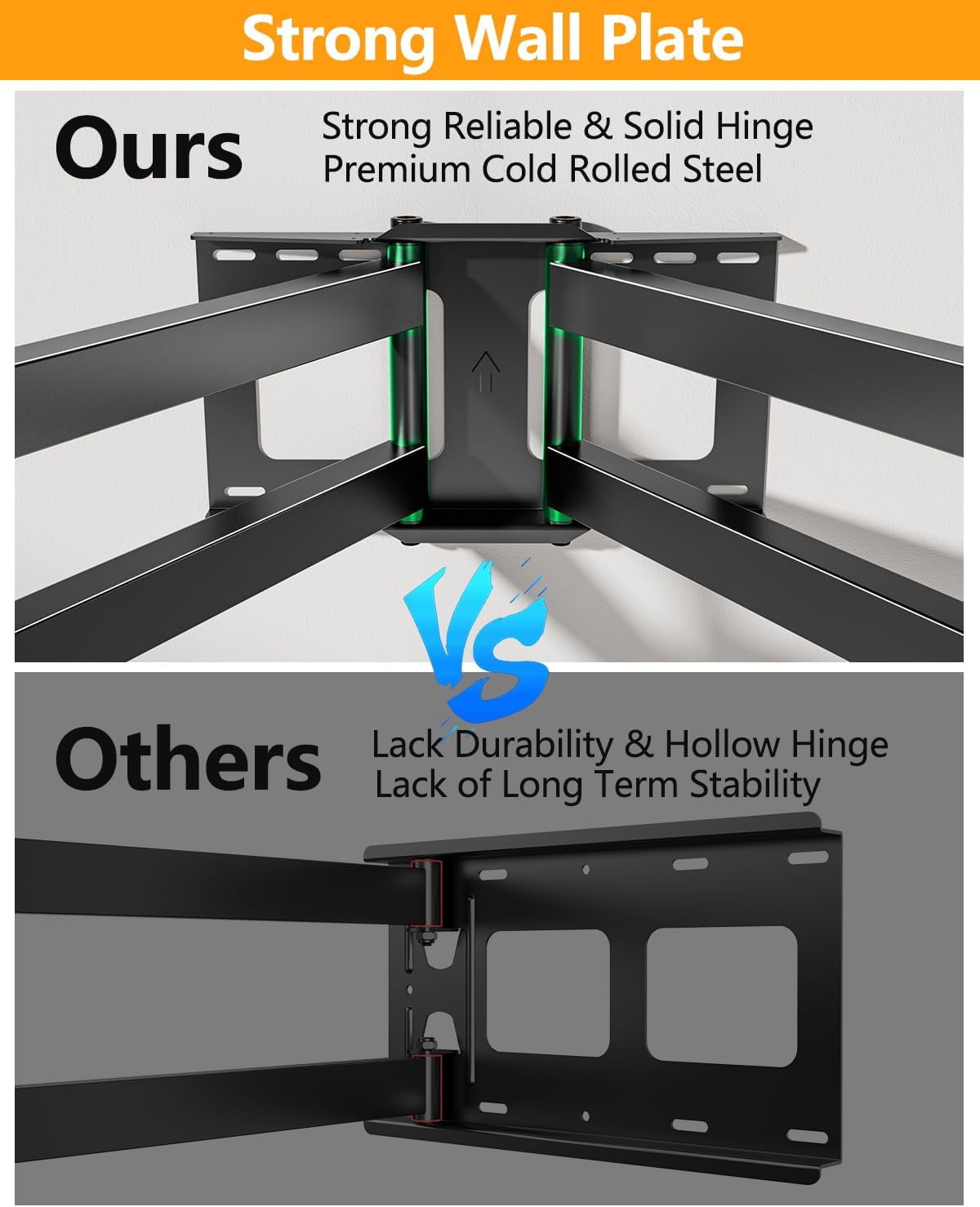 FORGING MOUNT Long Extension TV Mount, Dual Articulating Arm Full Motion Wall Mount TV Bracket with 43 inch Long Arm, Fits 50 to 90 Inch Flat/Curve TVs, Holds up to 132 lbs, max. 600x400mm - Image 4