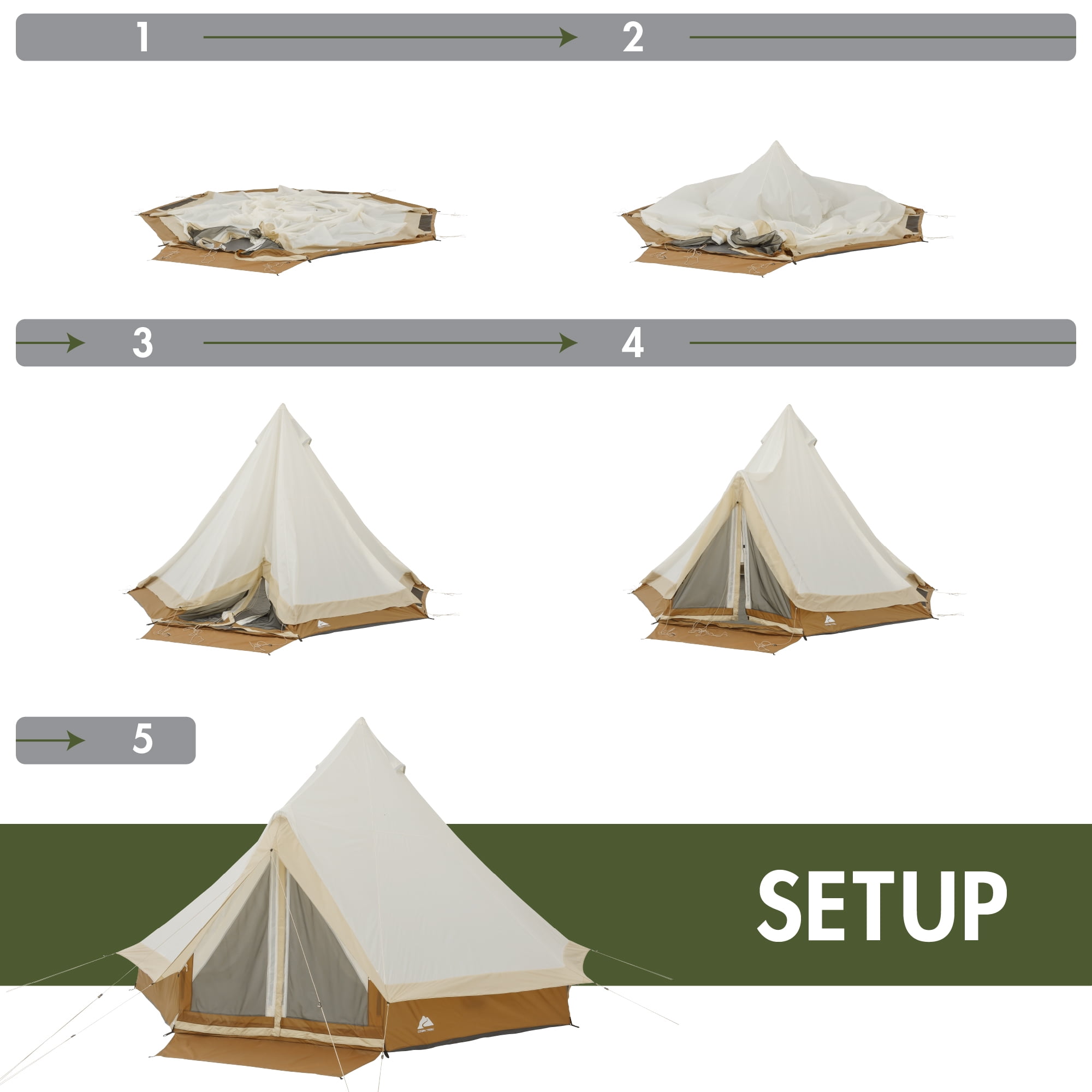 Ozark Trail 15' x 15' 8-Person Bell Tent with String Lights, 22.57 lbs - Image 12
