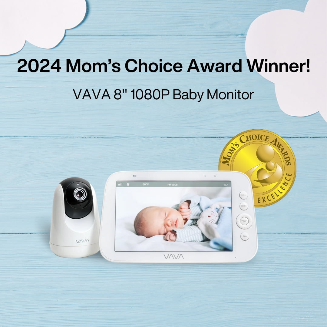 VAVA 8" 1080P HD Video Baby Monitor Split View, Night Vision, Zoom/Pan/Tilt, & 2-Way Audio, White - Image 3