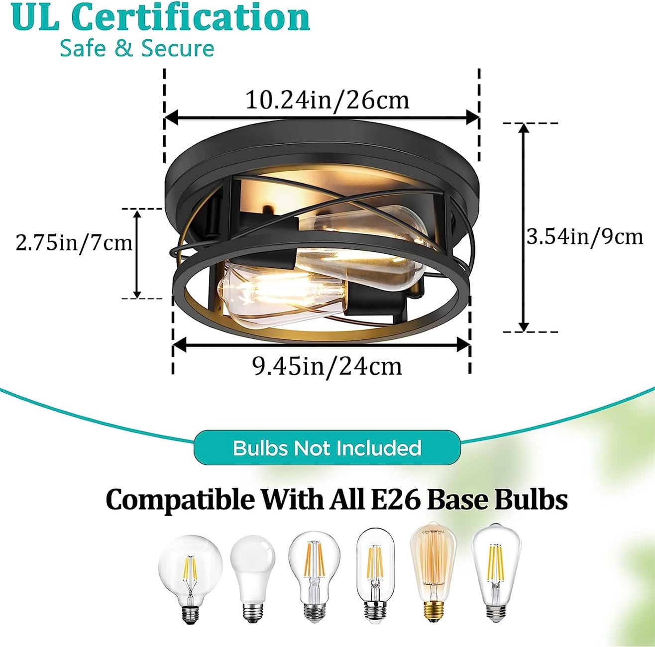 2 Pack Farmhouse Flush Mount Ceiling Light Ceiling Light Fixtures Industrial Flush Mount Ceiling Light for Hallway, Kitchen, Foyer, Bedroom Living Room Laundry - Image 8