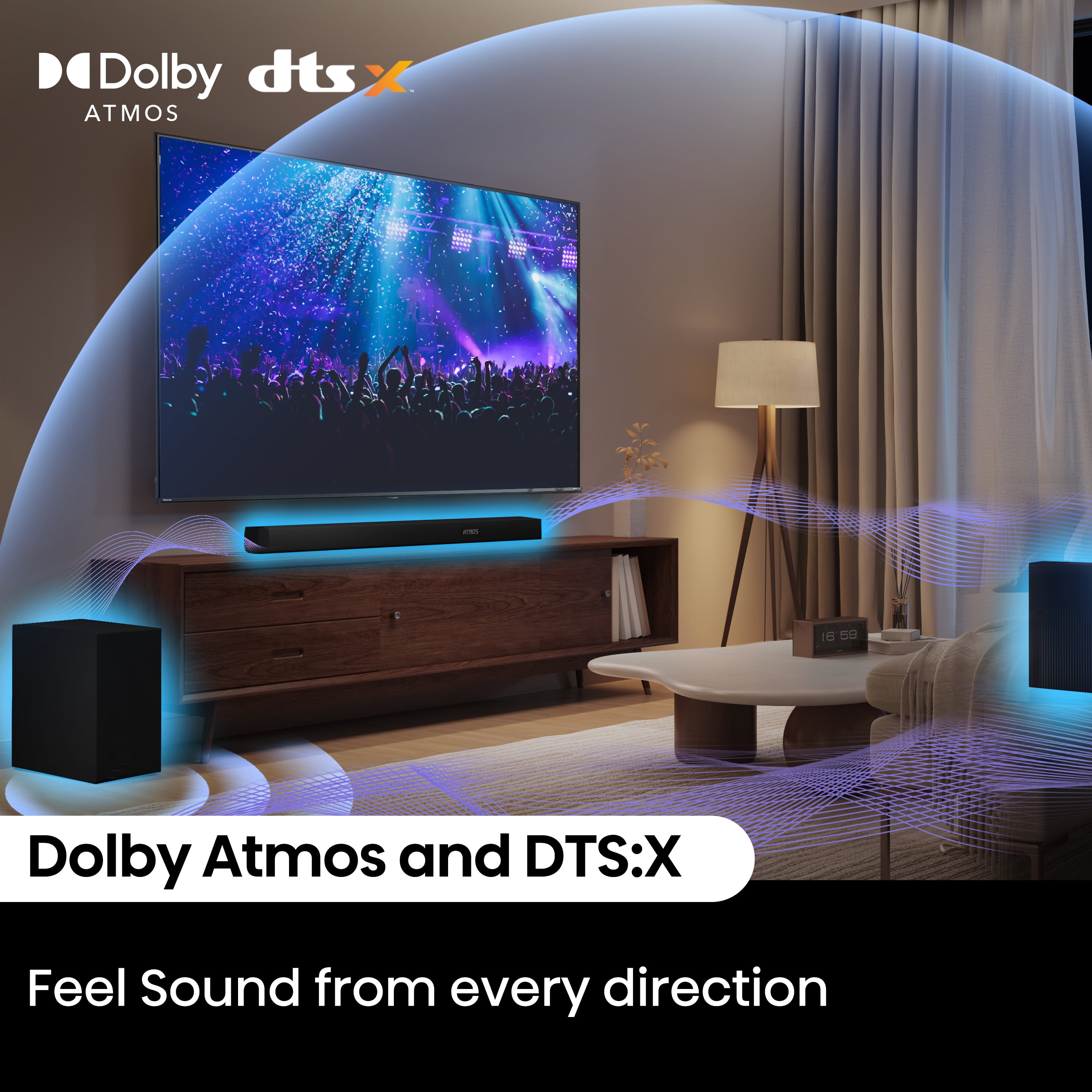 Hisense 5.1 Ch Soundbar R652 with a total of 440W output, Rear Surround Speakers, 6.5” Wireless Subwoofer, Dolby Atmos and DTS Virtual X, Easy Connect - Image 3