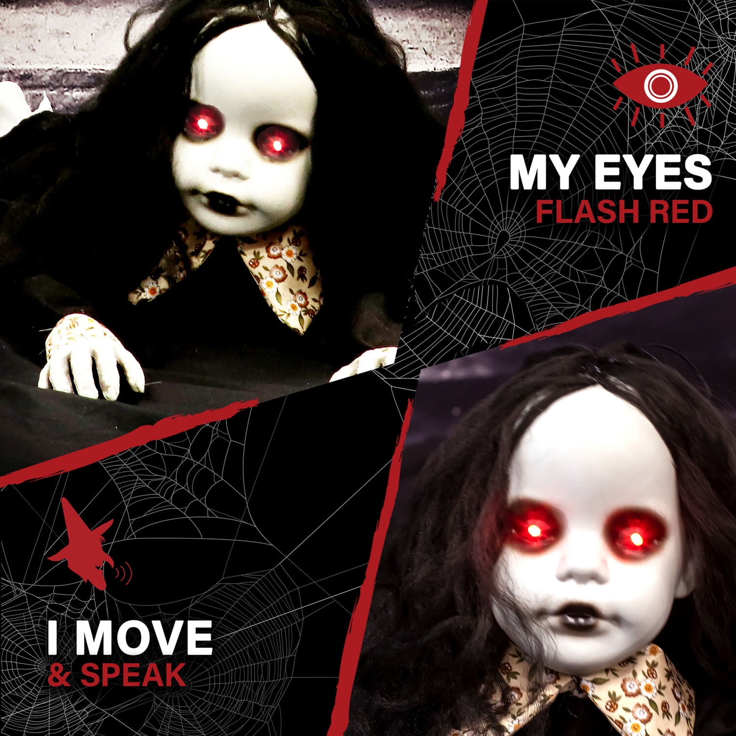 Haunted Hill Farm Animatronic Crawling Demon Girl Indoor/Covered Outdoor Halloween Decoration, HHGIRL-3FLSA - Image 10