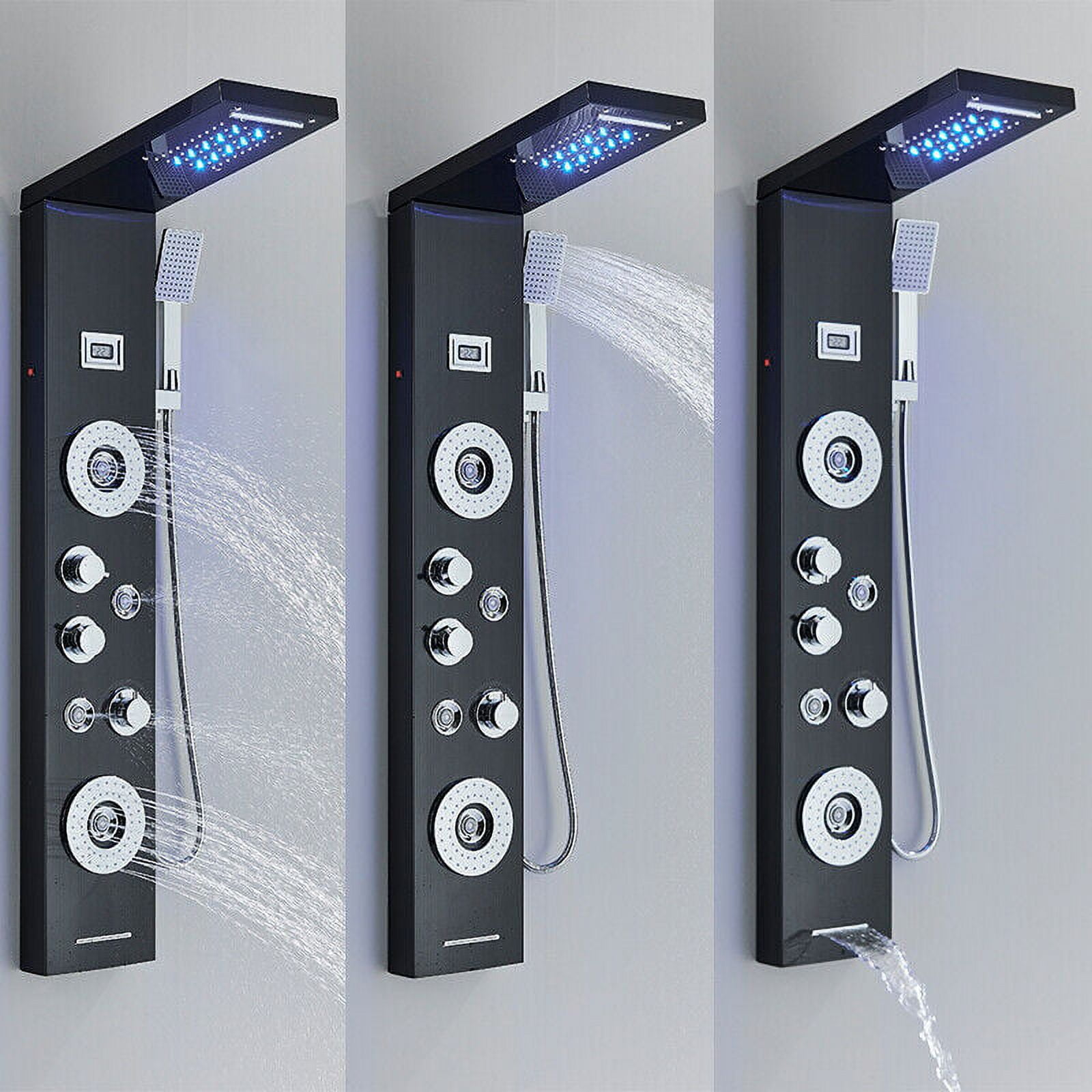 Zovajonia LED Shower Panel Tower System, Multi-Functions Shower Tower, Waterfall Showerhead, Shower Jets, Stainless Steel Rain Shower System Oil Rubbed Bronze - Image 4