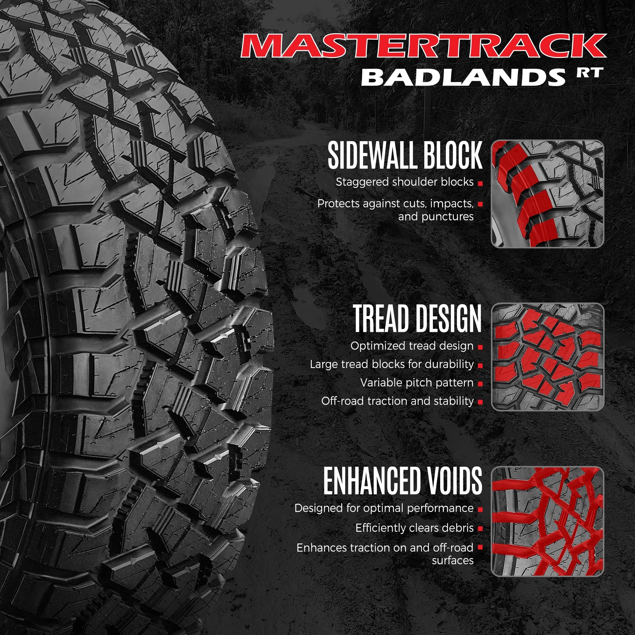Mastertrack BADLANDS RT LT285/70R17 10 Ply E 126Q Rugged Terrain SUV Light Truck Tire 285/70/17(Tire Only) - Image 3