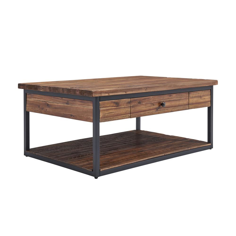 Alaterre Claremont 48"L Rustic Wood Coffee Table with Drawer and Low Shelf - Image 23