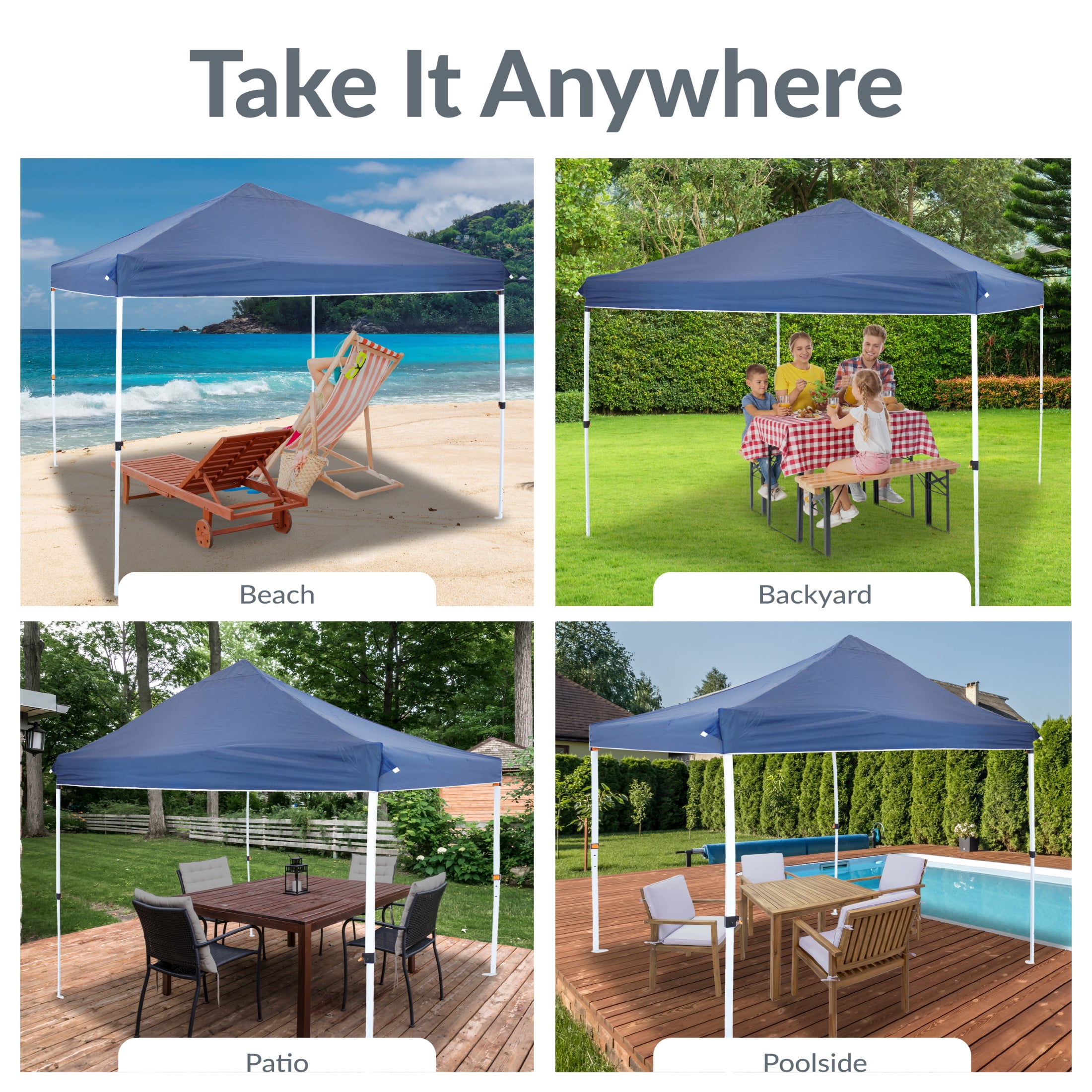 Sunnydaze 10' x 10' Blue Solid Standard Pop-Up Canopy Shade - Image 10