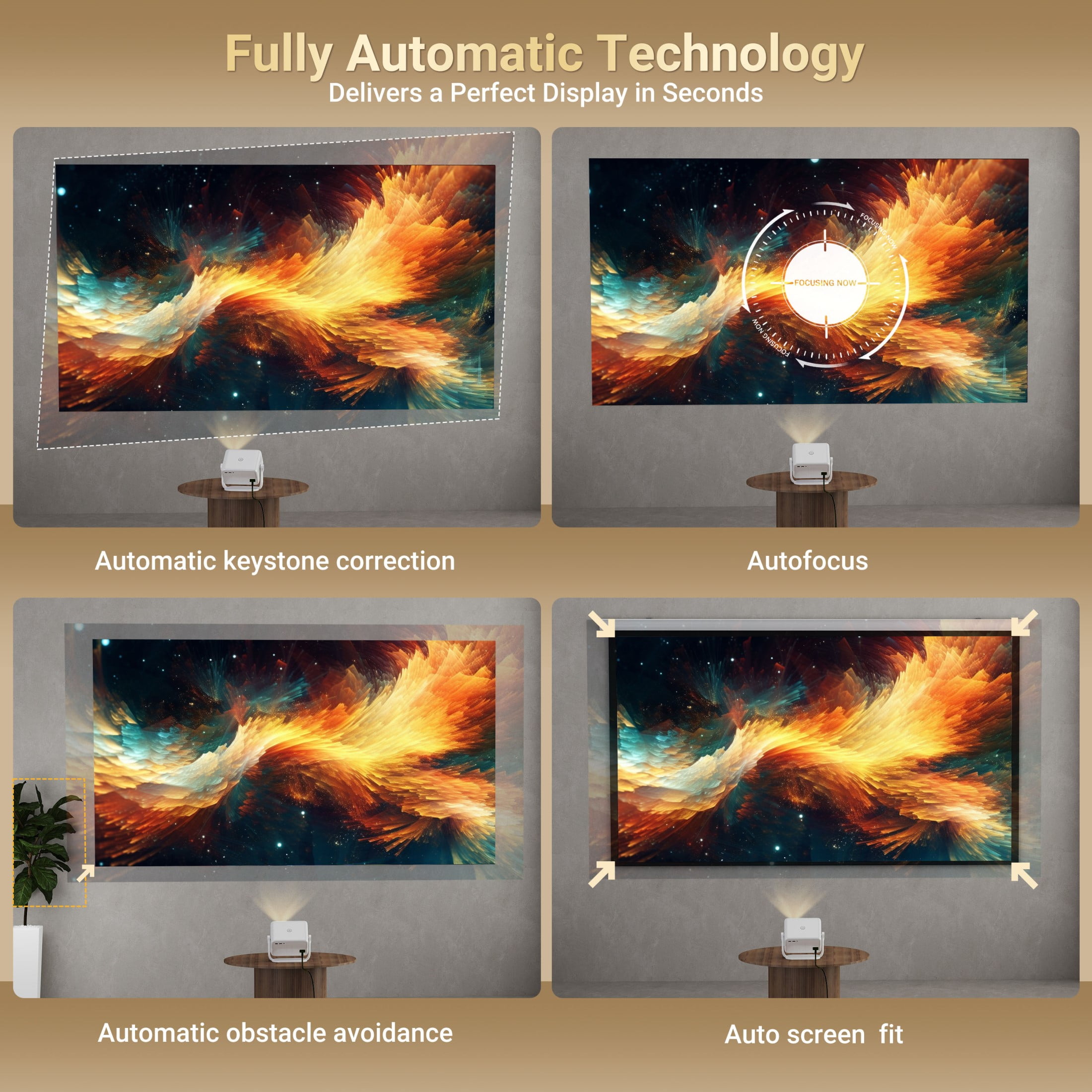 XGODY N6 Netflix Licensed Native 1080P Smart Projector With Wifi and Bluetooth,Compatible with PC/Phone, 40-120'' Screen,White, 1 Count - Image 7