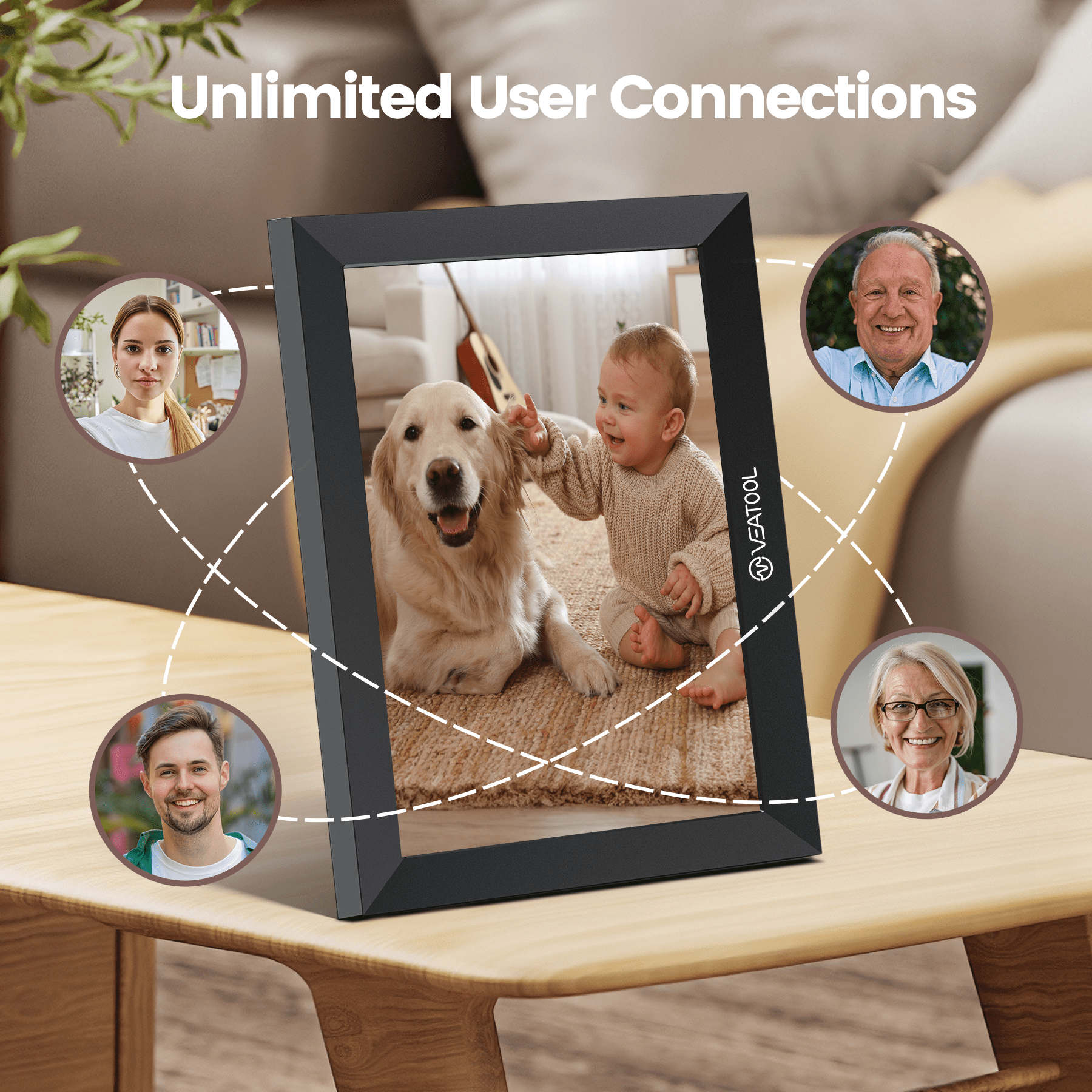 VEAT00L WiFi Digital Picture Frame 10.1 Inch,1280*800 IPS Touch Screen Digital Photo Frame with 32GB Memory, Auto-Rotate, Wall Mountable, Instantly Send Photos or Videos from Anywhere via Uhale App - Image 4