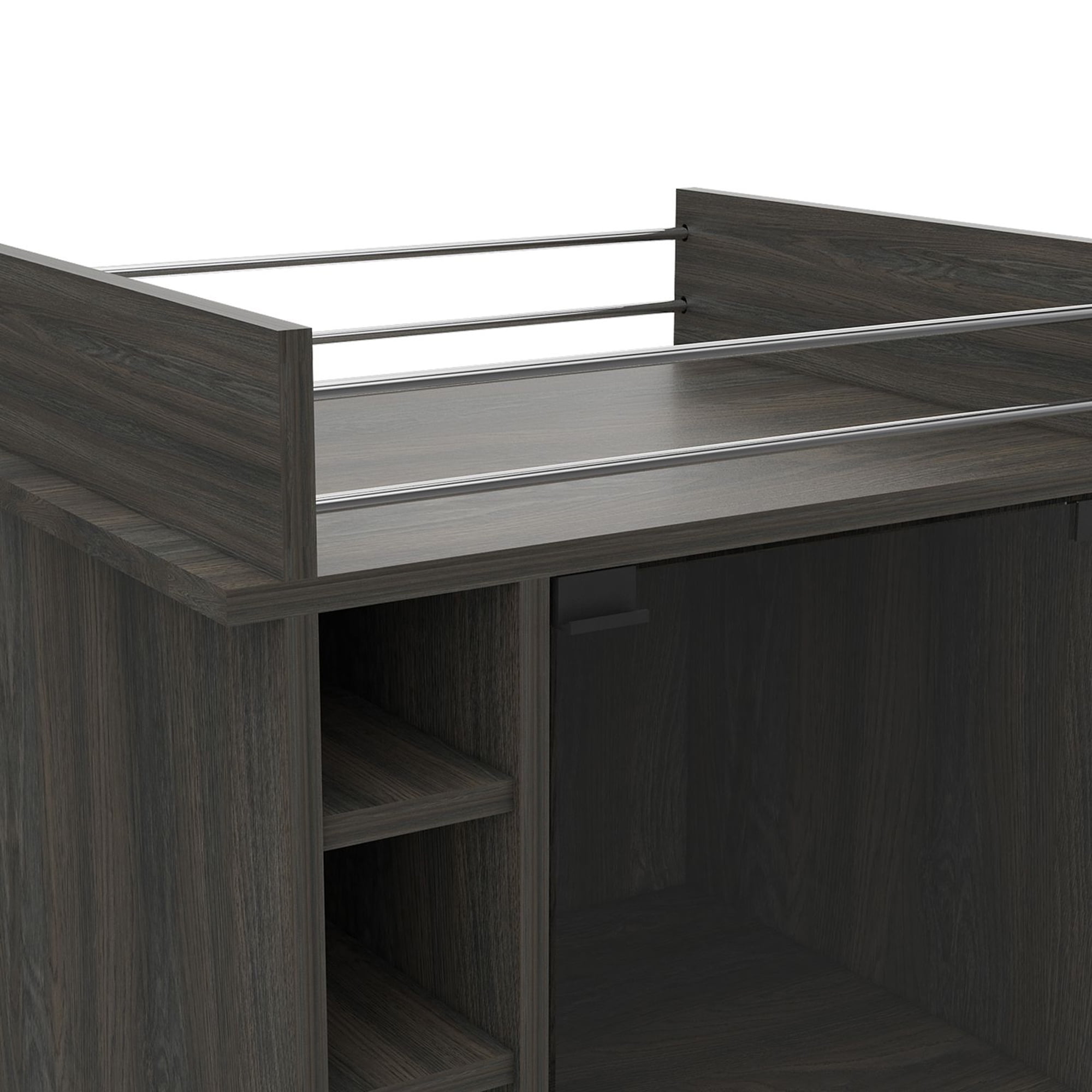 TUHOME Dukat Kitchen Bar Cart with Glass Door, Espresso - Image 8