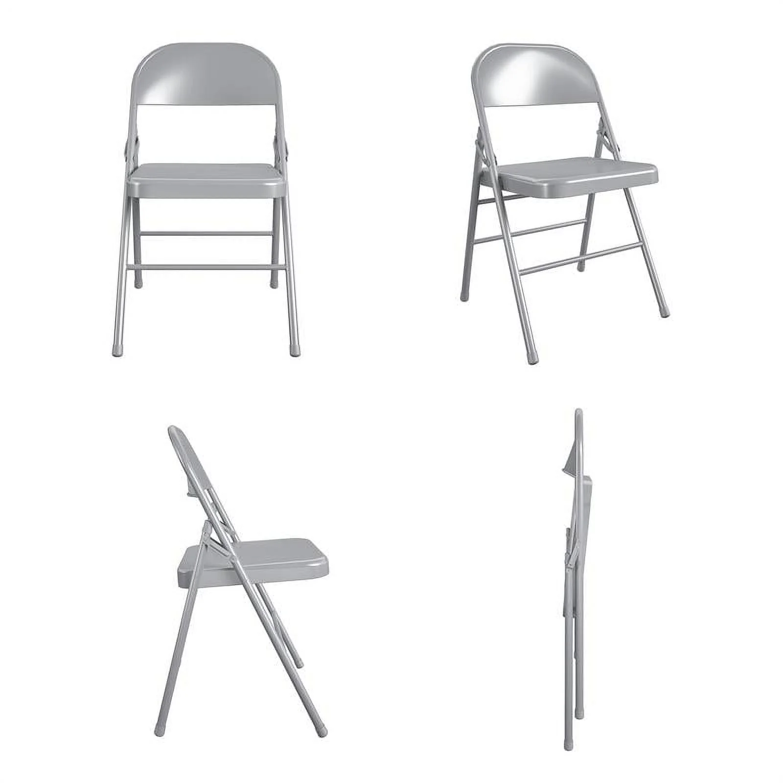 XL All-Steel Commercial Folding Chair, 300 lb. Weight Rating, Triple Brace, Gray, 4-Pack - Image 3