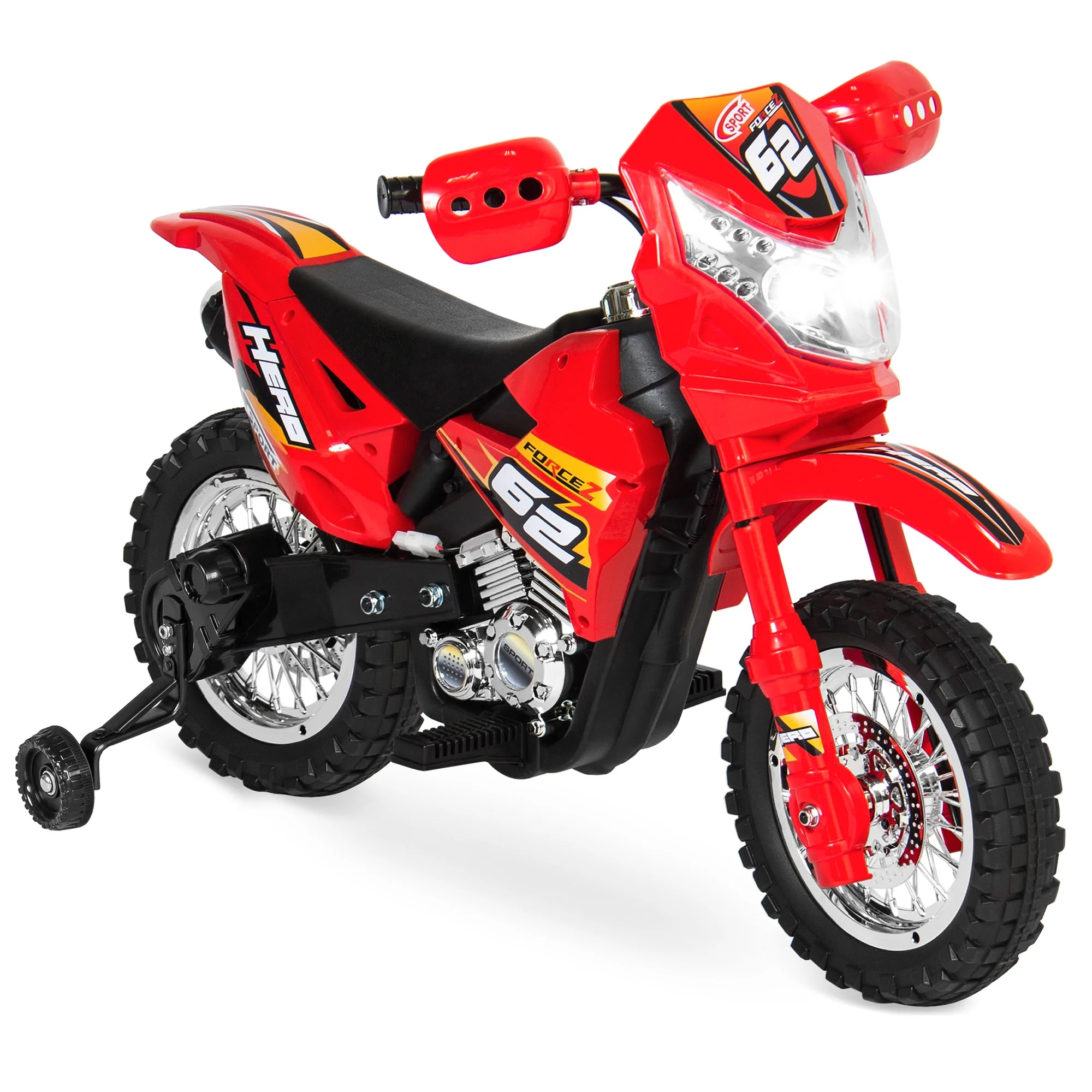 Best Choice Products 6V Kids Electric Battery Powered Ride On Motorcycle w/ Training Wheels, Lights, Music - Red - Image 3