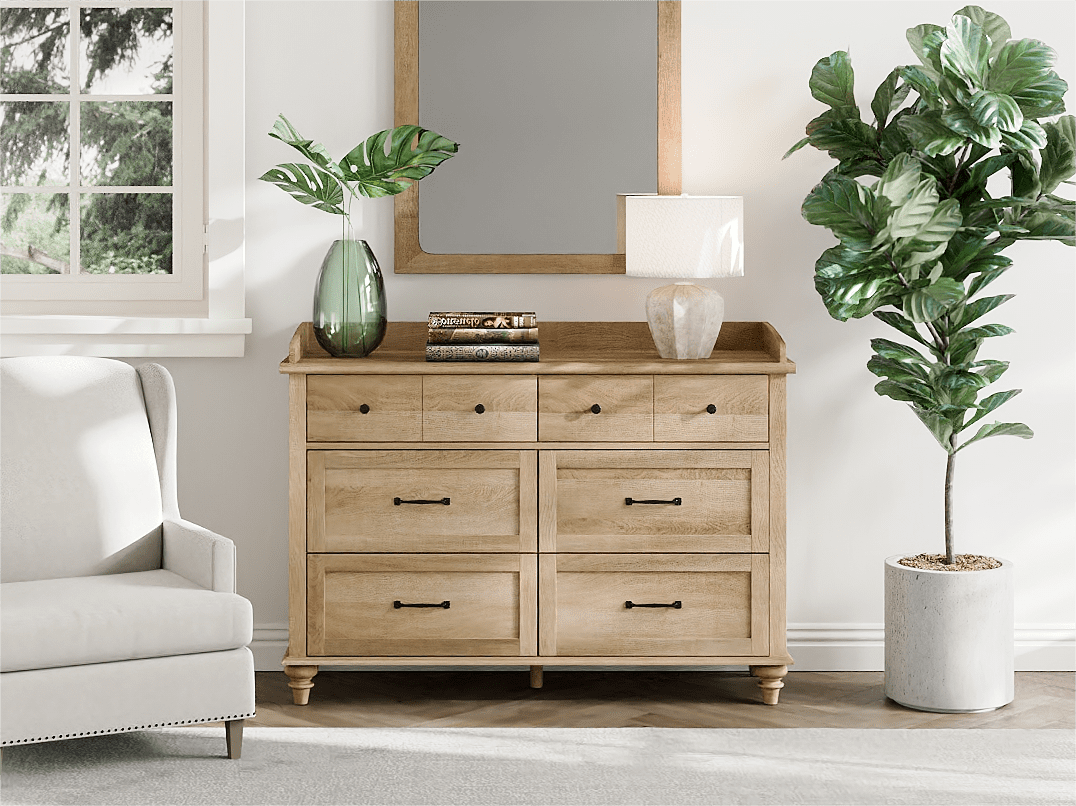 Wood Kids Dresser with 6 Drawers, Oak Nursery Dresser Chest of Drawers, Mid-Century Dresser for Bedroom - Image 6