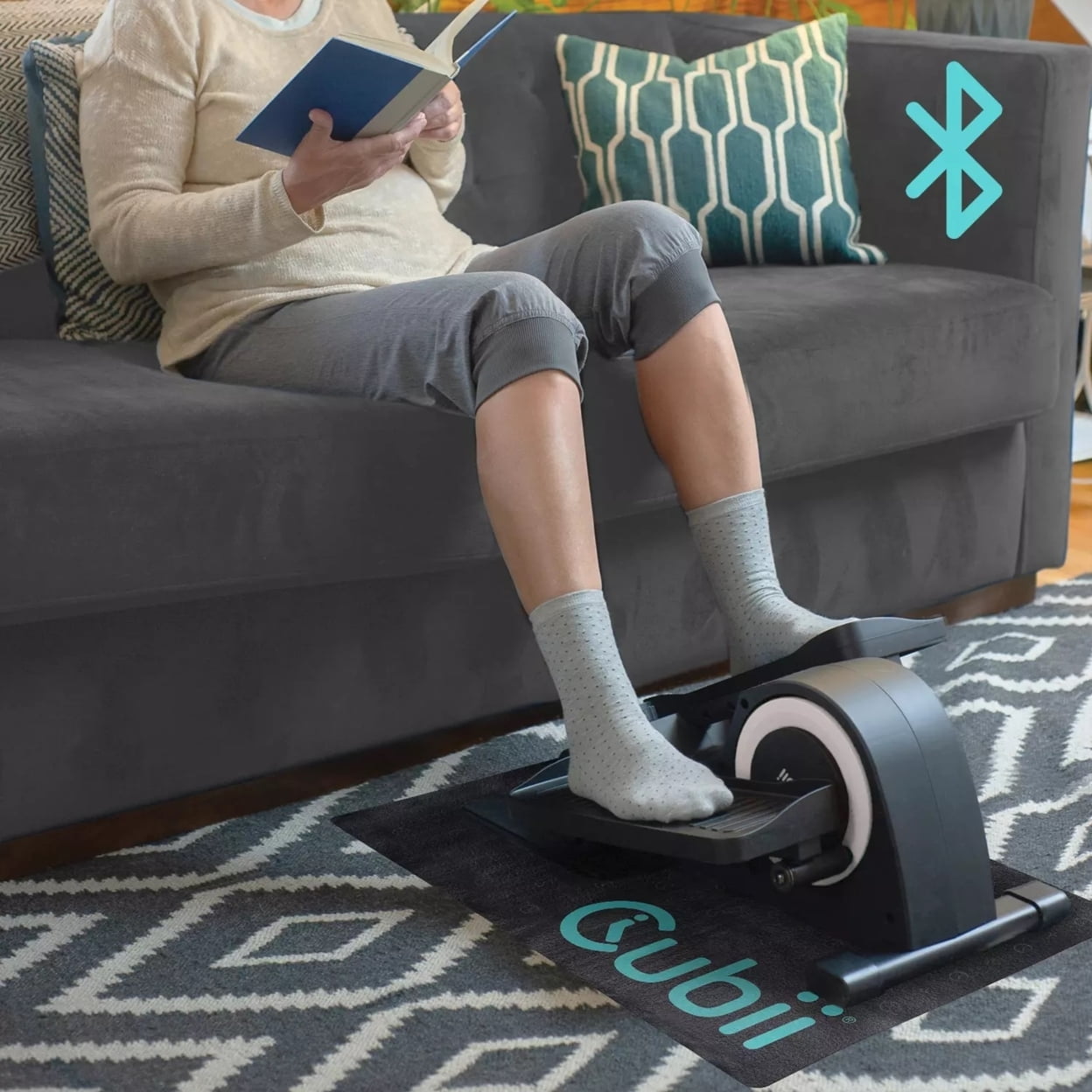 Cubii JR1+ Compact Under Desk Elliptical Bundle with Non-Slip Mat - 8 Levels of Resistance, LCD Display, Whisper Quiet w/ Bluetooth Foot Pedal Exerciser Home Workout Machine for Adults to Seniors - Image 6