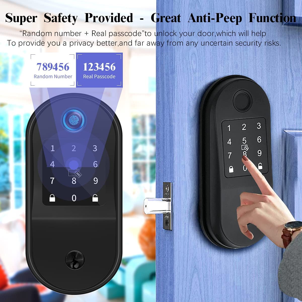 {Smart Deadbolt, Electronic Door Lock with Keypad}, Auto Lock for Home, Office, Hotel, Front/Exterior Door,Fingerprint Digital Smart Door Lock ,Keyless Deadbolt Works with App/Bluetooth - Image 4