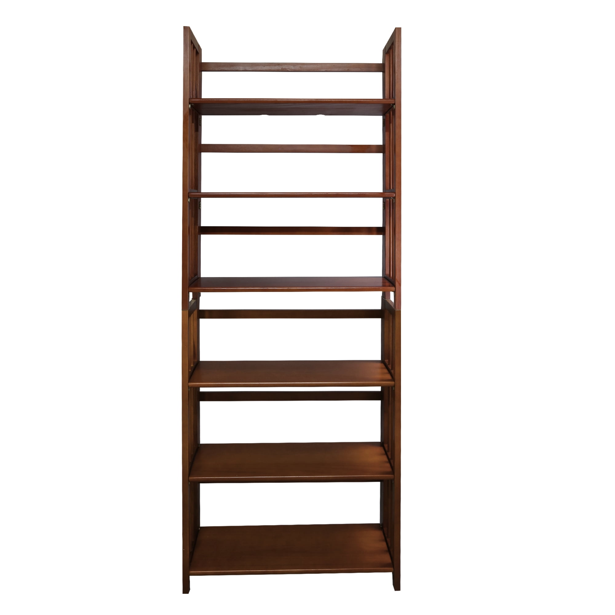 3-Shelf Folding Stackable Bookcase 27.5" Wide-Walnut - Image 12