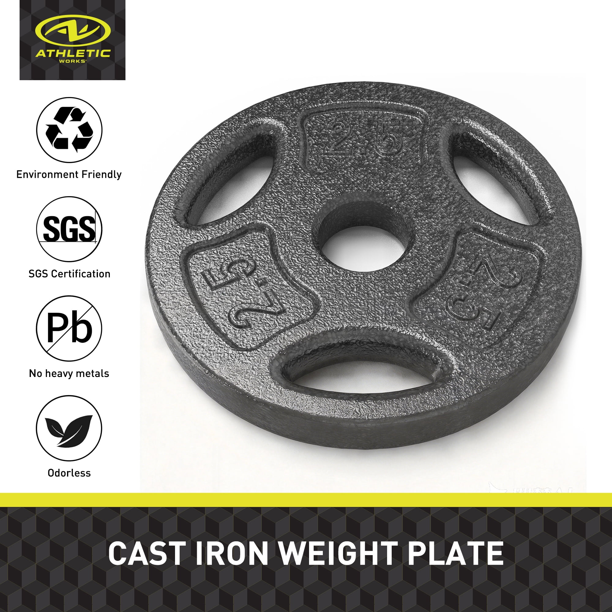 Athletic Works 35LB Cast Iron Weight Plate Set, 2 Each of 2.5, 5 and 10LB, 1-inch Holes Fit Standard Sized Bar - Image 8