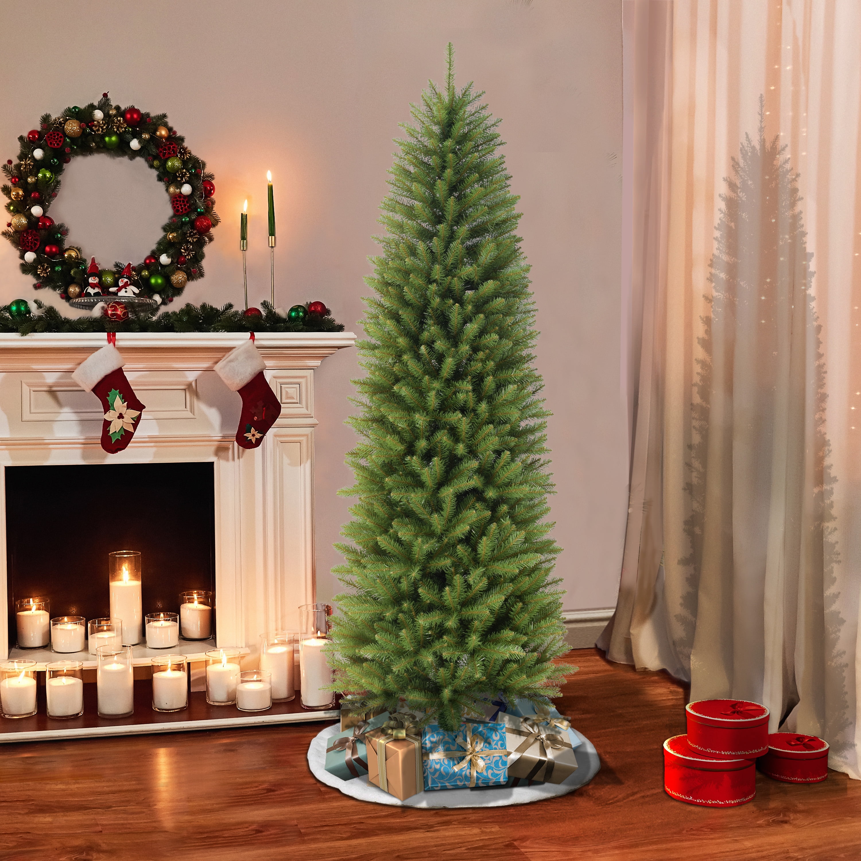 7' Pencil Fraser Fir Artificial Christmas Tree with Stand, Green - Image 4