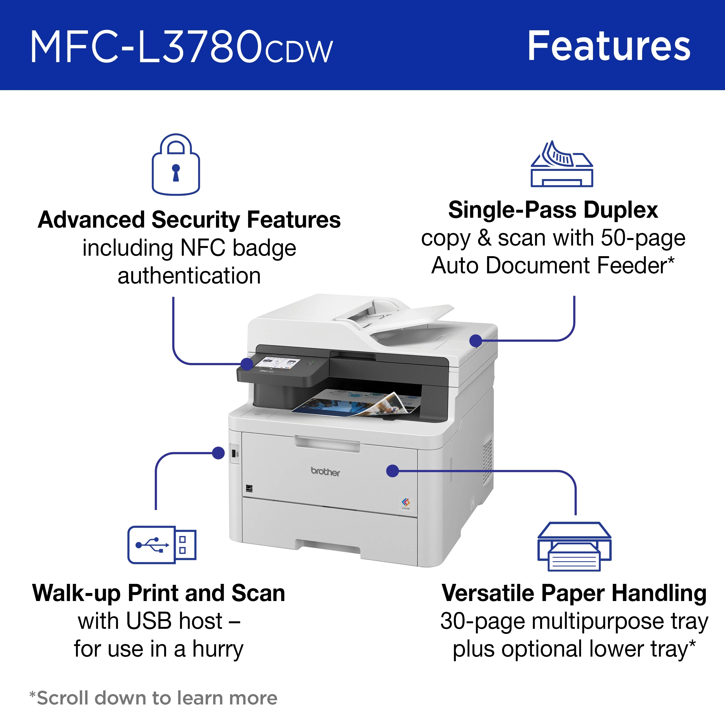 Brother MFC-L3780CDW Wireless Digital Color All-in-One Printer with Laser Quality Output - Image 9