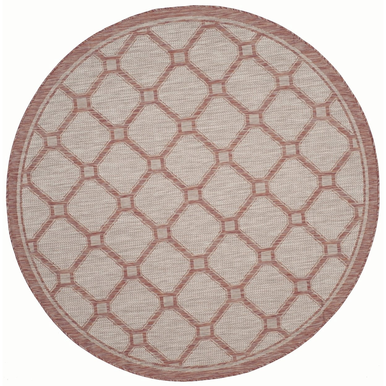 SAFAVIEH Courtyard Maksim Geometric Bordered Indoor/Outdoor Area Rug, 6'7" x 9'6", Red/Beige - Image 7