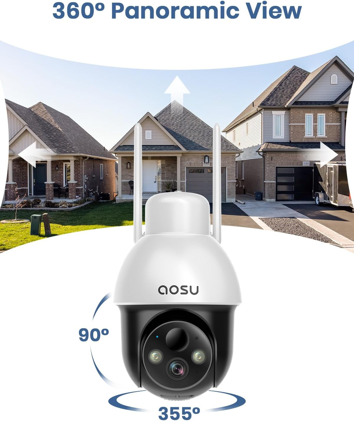 AOSU 2K Solar Security Camera Wireless WiFi, Outdoor Camera for home security,Auto Tracking ,Smart Siren Spotlights, works with Alexa/Google Assistant - Image 5
