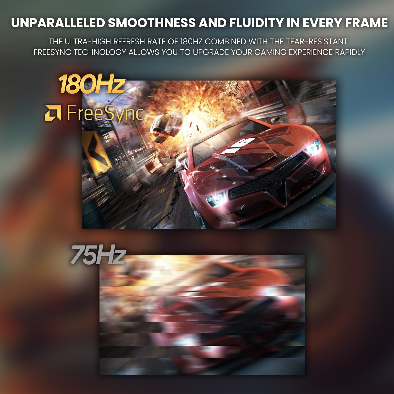 CRUA 27" 165Hz/180Hz Curved Gaming Monitor - FHD 1080P,FreeSync,1800R Frameless Computer Monitor, 1ms GTG, DP&HDMI Port, Black - Image 6