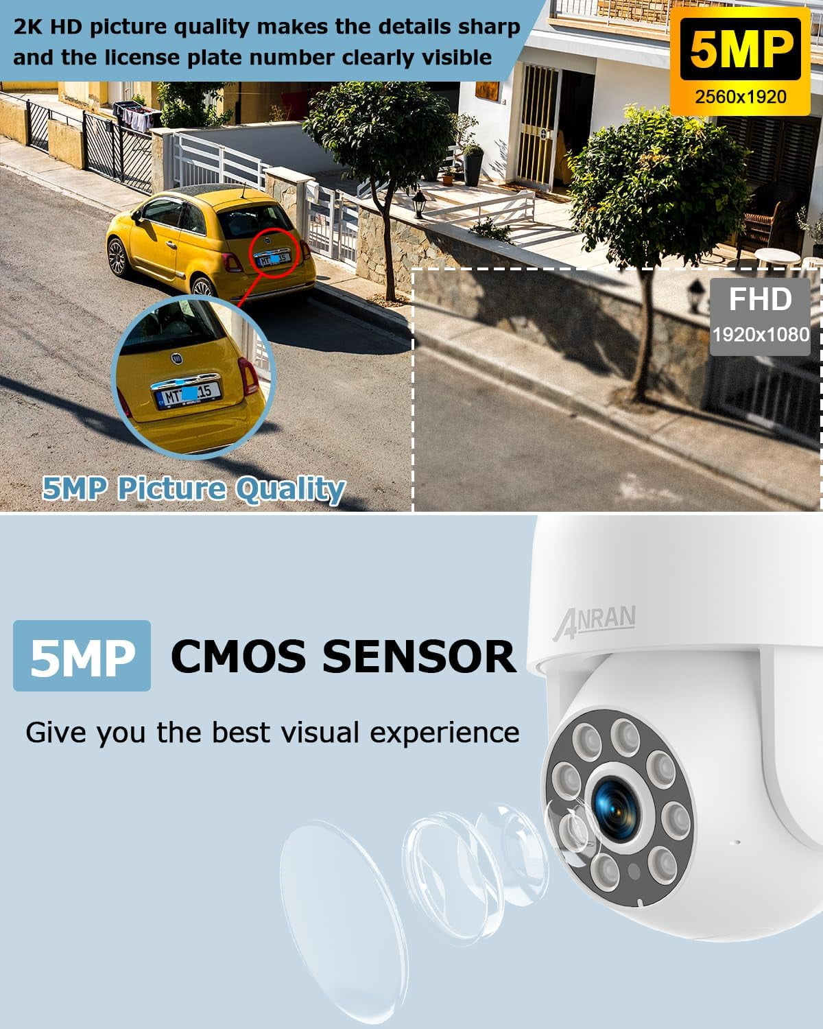 AMSEEN Waterproof 4K UHD 5MP Outdoor Home Security Camera with Night Vision and Human Auto Tracking - Image 3