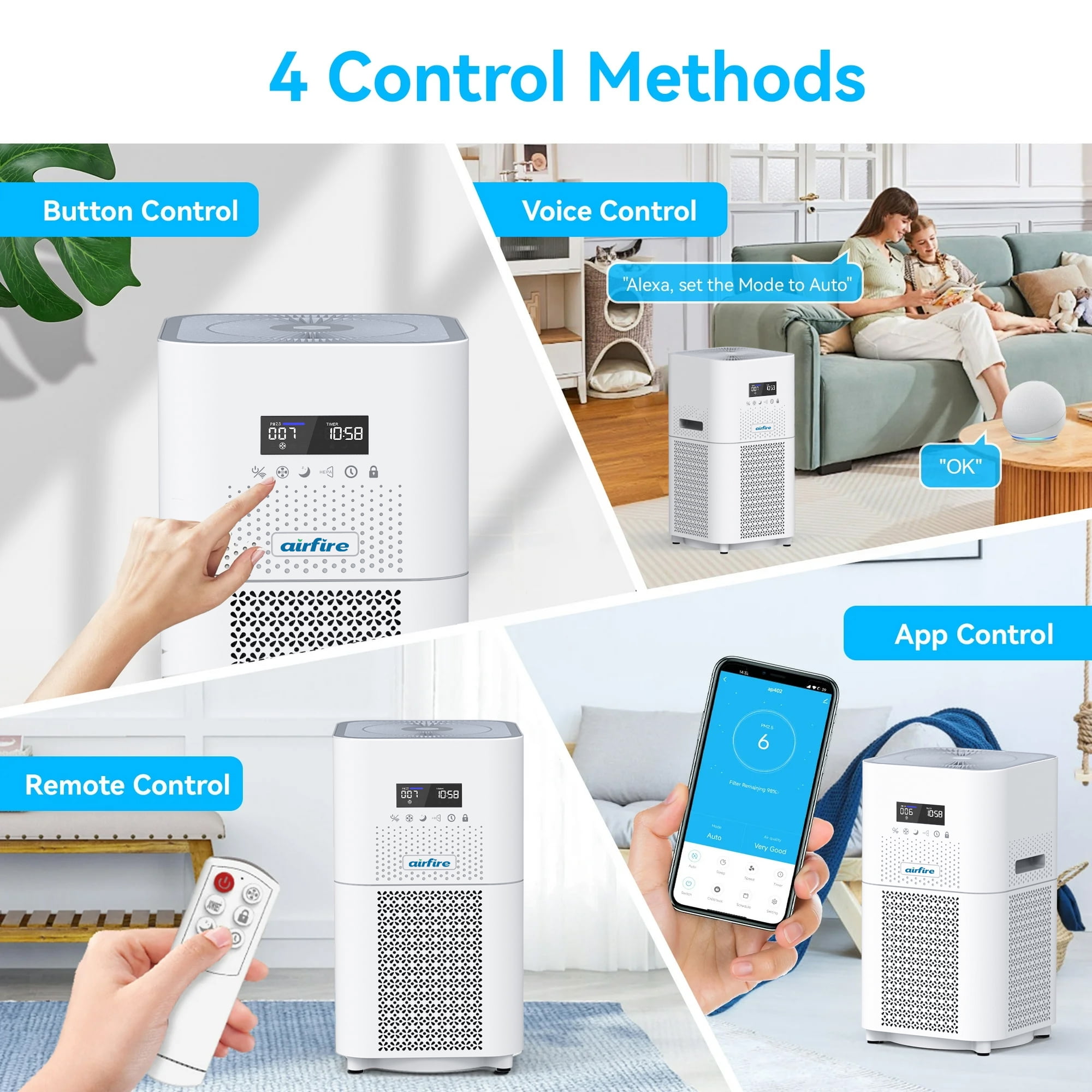 Airfire Air Purifier for Home Large Rooms, up to 2500 Sq. ft Smart WiFi Air Cleaner, Air Purifiers for Allergies and Asthma, H13 True HEPA Filter for Pet Hair, Allergens, Smokers, Odors, Dust, Pollen - Image 11