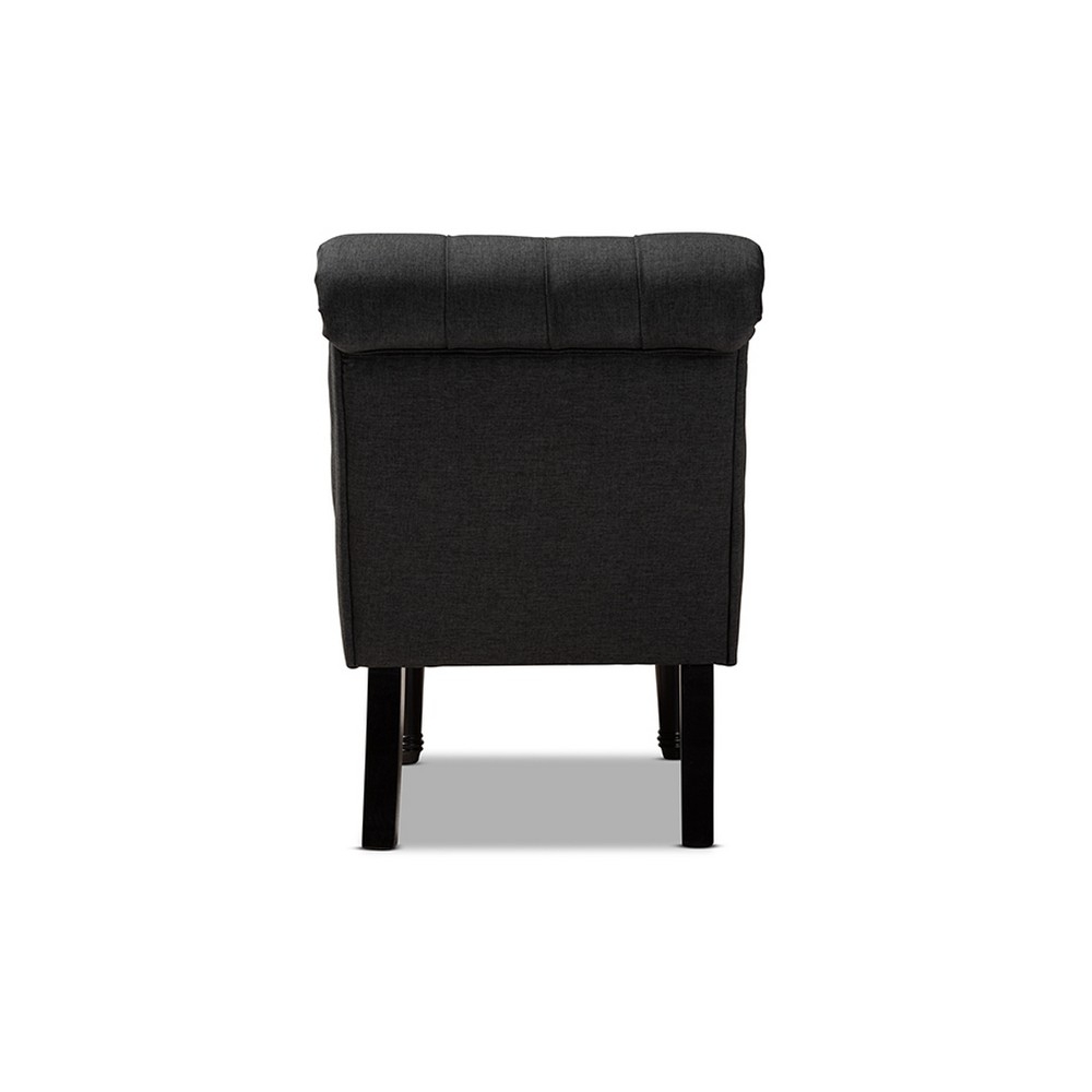Baxton Studio Barthe Classic and Traditional Gray Fabric Upholstered Accent Chair with Rolled Back - Image 3