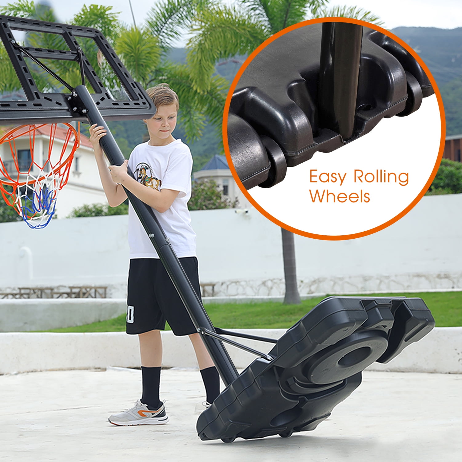 4.8ft-10ft Adjustable Height 44" Shatterproof Outdoor Portable Basketball System (Adult) - Image 4