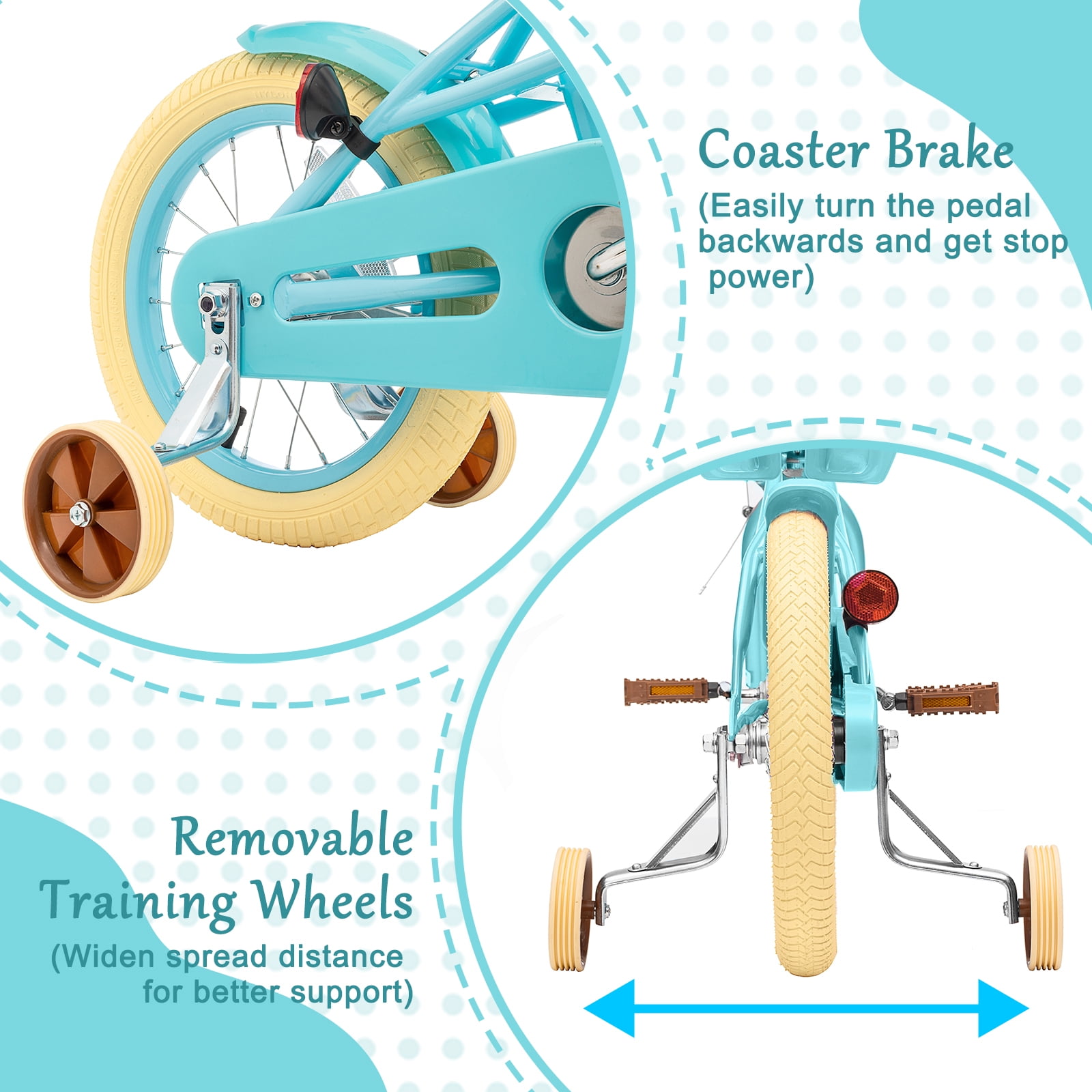 XJD Girls Bike for 2-12 Years Old Toddlers and Kids, 12 14 16 20 Inch Kids Bike with Basket and Bell Training Wheels, 12 Inch Kid's Bicycle with Kickstand & Adjustable Seat Handlebar Height - Image 3