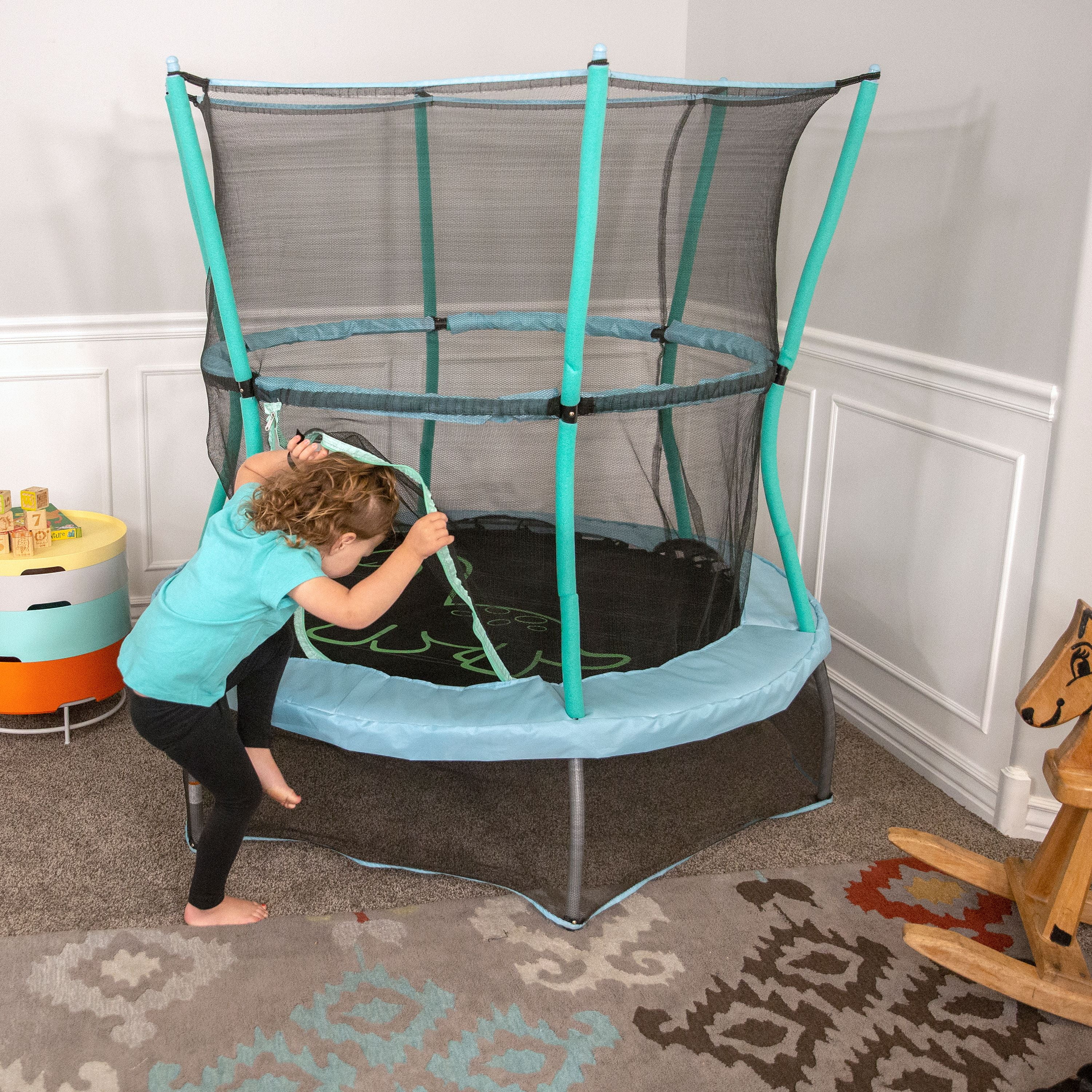 Skywalker Trampolines 55-Inch Bounce-N-Learn Trampoline, with Enclosure and Sound, Stomping Dinosaur - Image 3