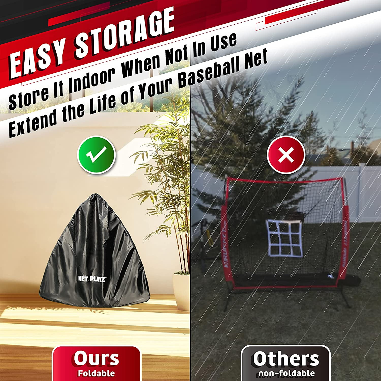 5' x 5' Baseball & Softball Practice Hitting & Pitching Net similar to Bow Frame, Great for All Skill Levels - Image 3