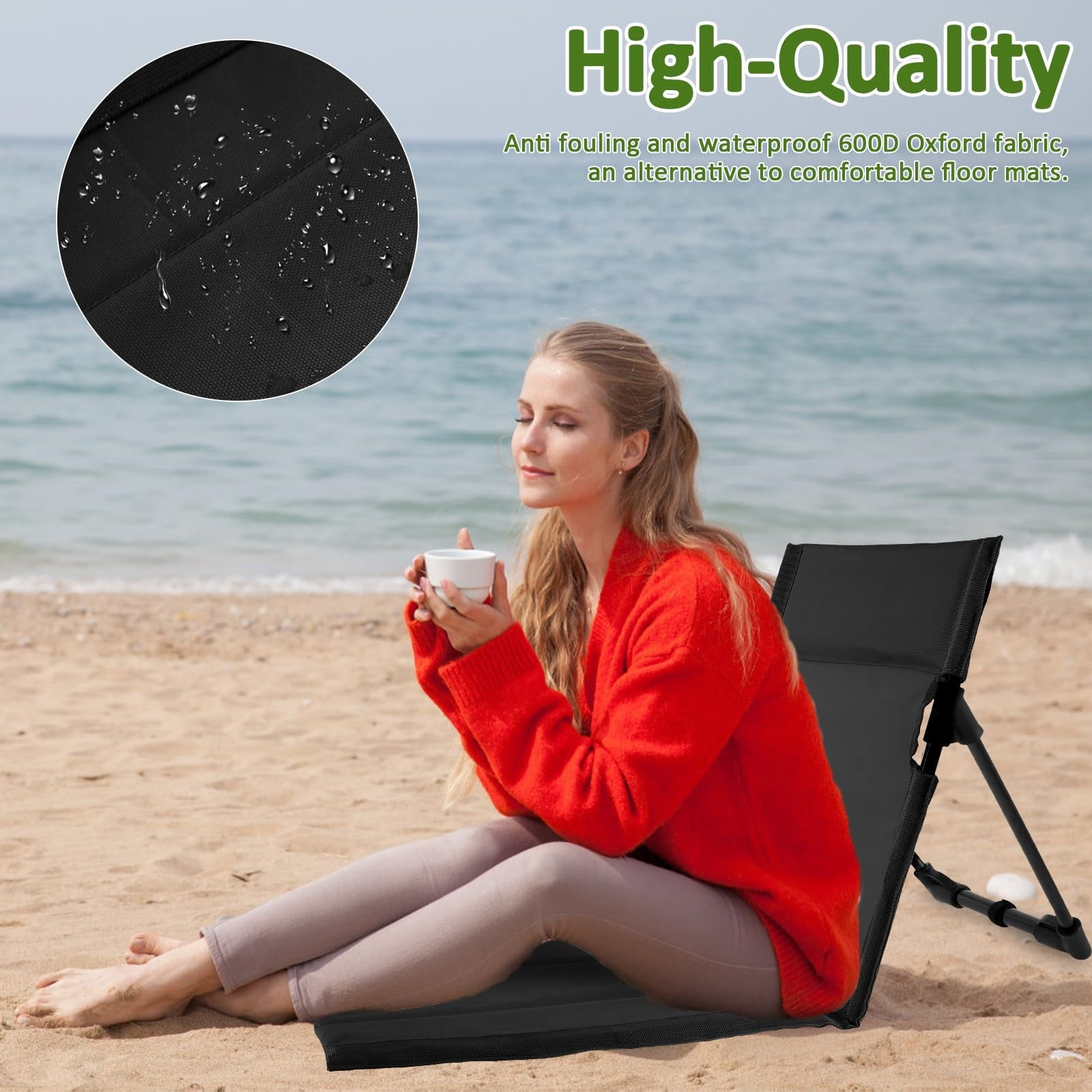 Cushion Clearance Miayilima Folding Beach Chair Outdoor Camping Chair Portable Foldable Camping Chair With Storage Bag Lightweight Beach Floor Chair Beach Chair for Fishing Barbecues Hiking - Image 5