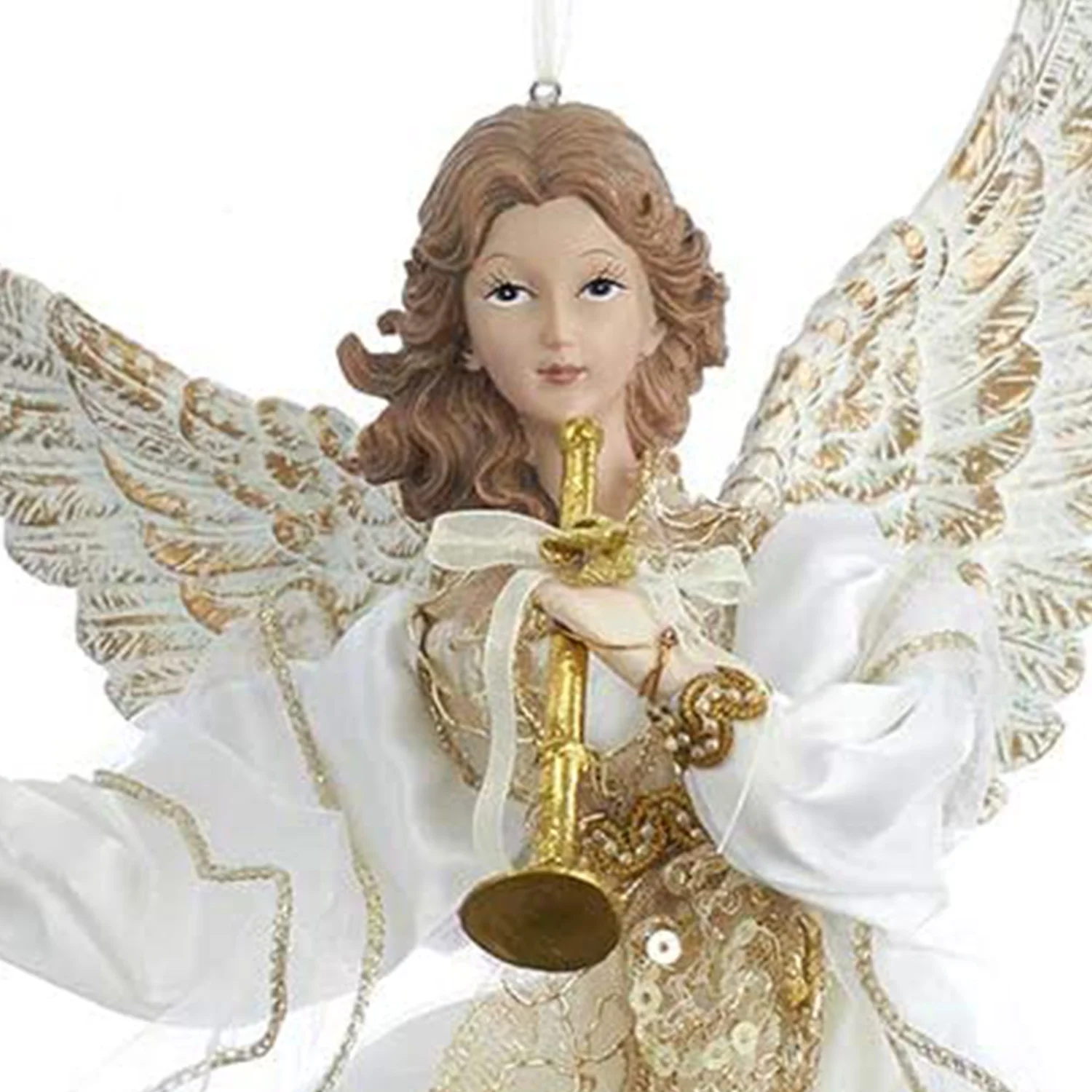 Kurt Adler 12" Ivory/Gold Flying Angel Ornament - Image 3