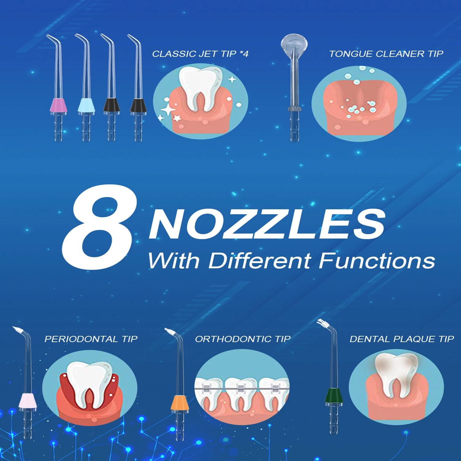 MySmile LP201 OLED Cordless Water Flosser for Teeth Braces, Gums, Dental Hygiene,350ml Large Tank, Portable Electric Oral Irrigator, 5 Modes, 8 Jet Tips, Black - Image 11