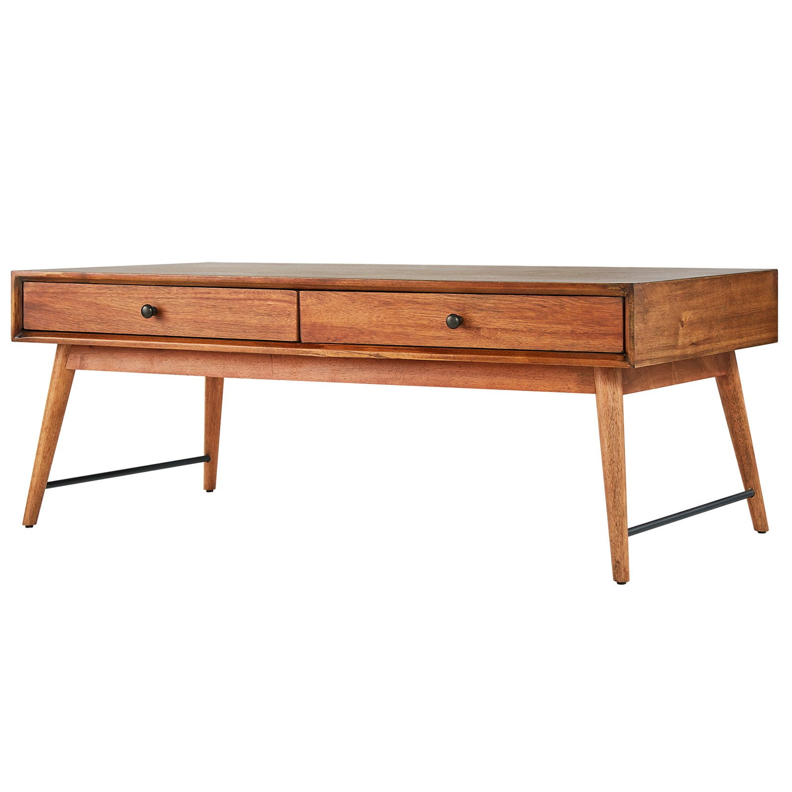 Weston Home Krisel Mid-Century Wood Coffee Table with 2 Drawers, Brown - Image 4
