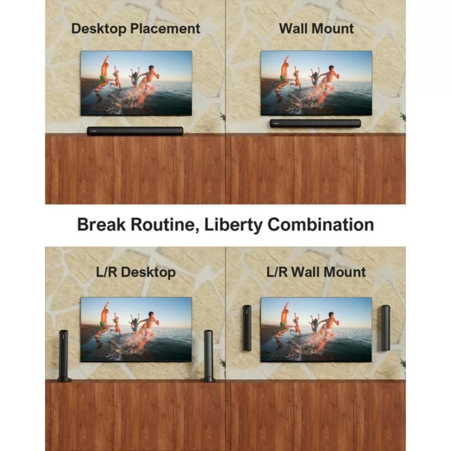 ULTIMEA 2.2ch Sound Bar for TV, Built-in Dual Subwoofer, 2 in 1 Separable Bluetooth 5.3 Soundbar , Bassmax Adjustable TV Surround Sound Bar, HDMI-ARC/Optical/Aux Home Theater Speakers, Wall Mount - Image 4