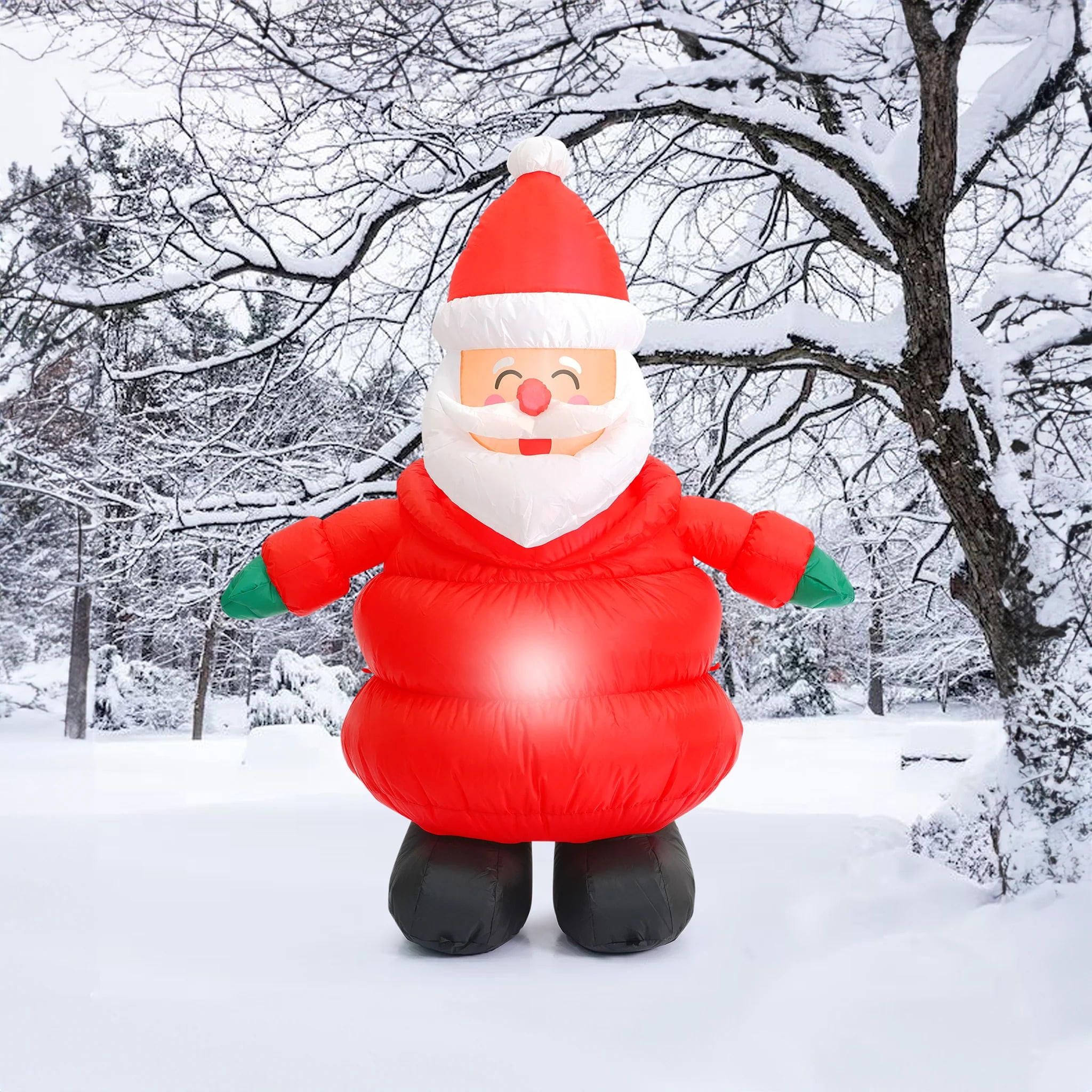 4.5ft Puffy Coat Santa - Lighted Christmas Inflatable by Seasonal LLC - Image 4