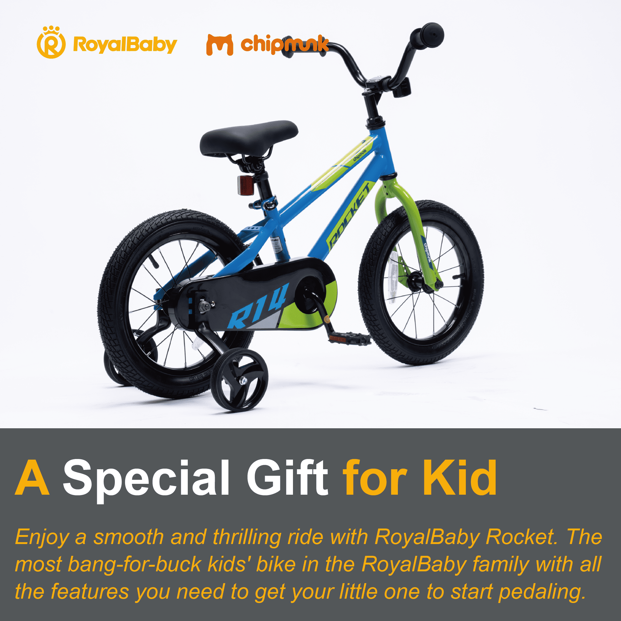 RoyalBaby Rocket 16 inch Bicycle with Training Wheels for Toddlers, Unisex, Ages 5-8 Years, Blue - Image 11