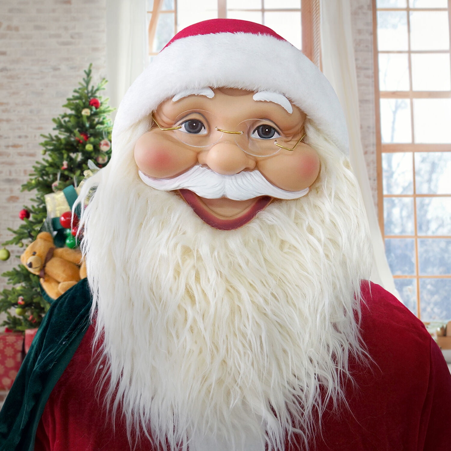 Fraser Hill Farm 4.8 ft Life-Size Dancing Santa Claus with Teddy Bear and Toy Sack Animatronic Figurine, FASC058D-14RED - Image 7