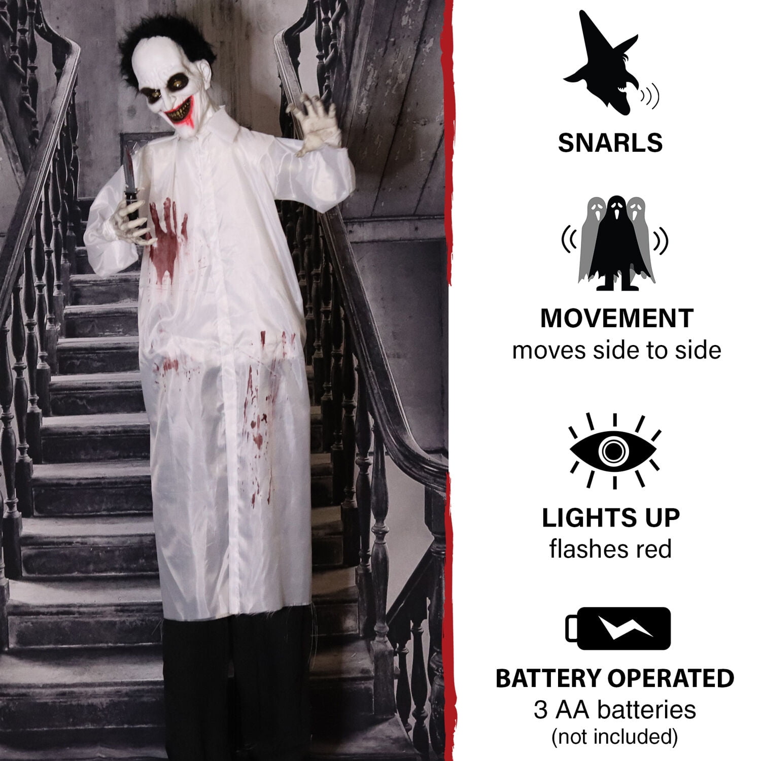 Haunted Hill Farm 5.75 ft Animatronic Halloween Doctor, Indoor/Covered Outdoor Halloween Decoration, HHDOC-3FLSA - Image 7