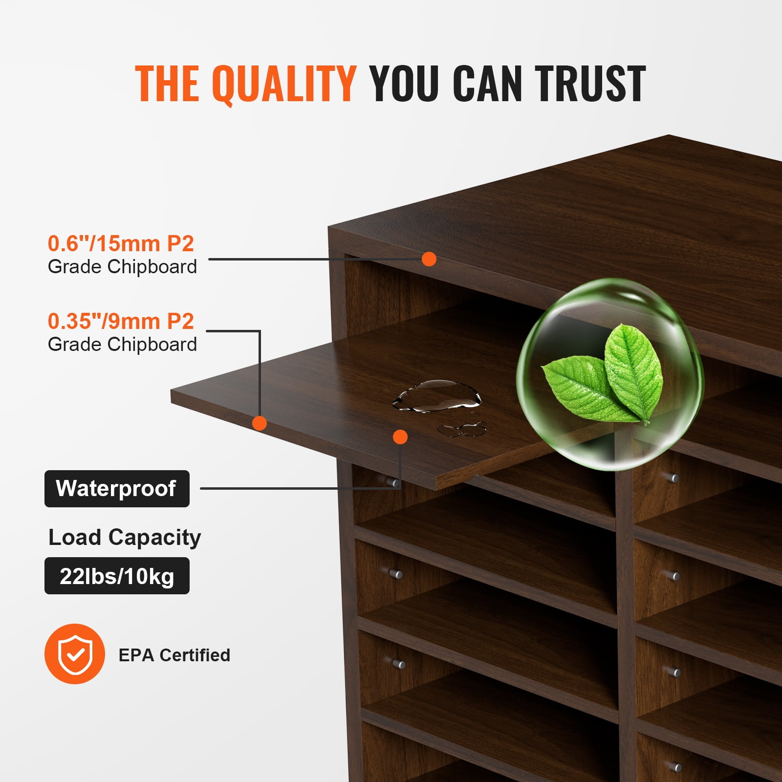 BENTISM Wood 12 -Compartment Freestanding Literature Display Rack & Organizer Type, Brown - Image 6